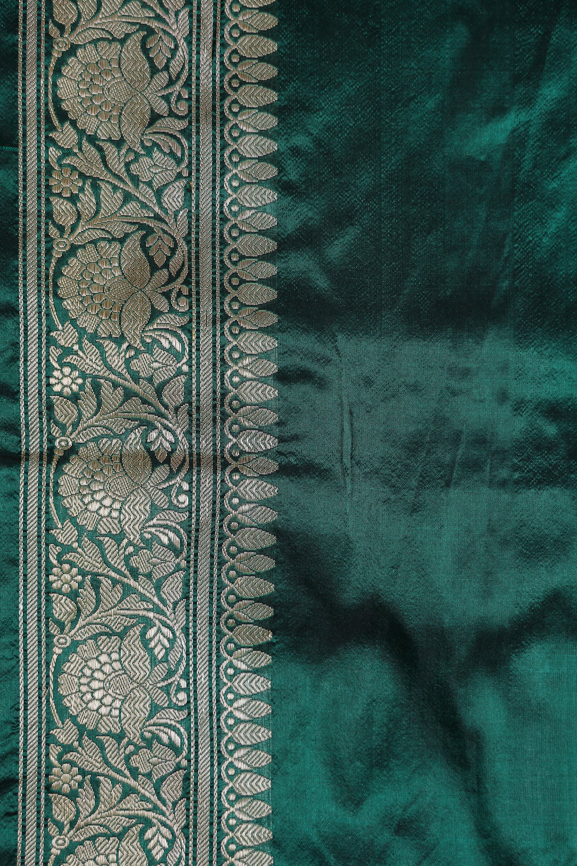 Green Katan Pure Silk Kadwa Saree - Panaya