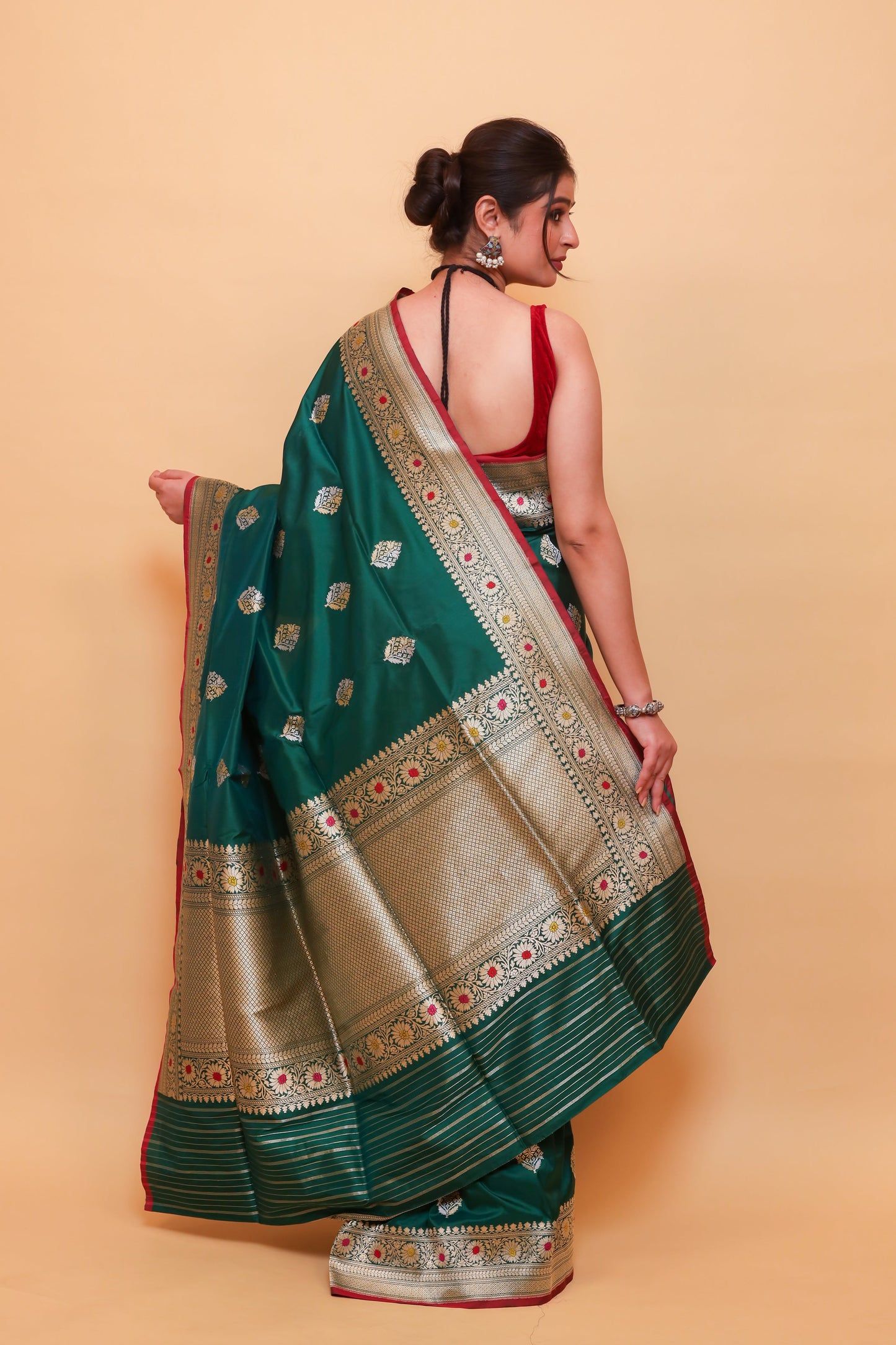 Green Katan Pure Silk Kadwa Saree - Panaya