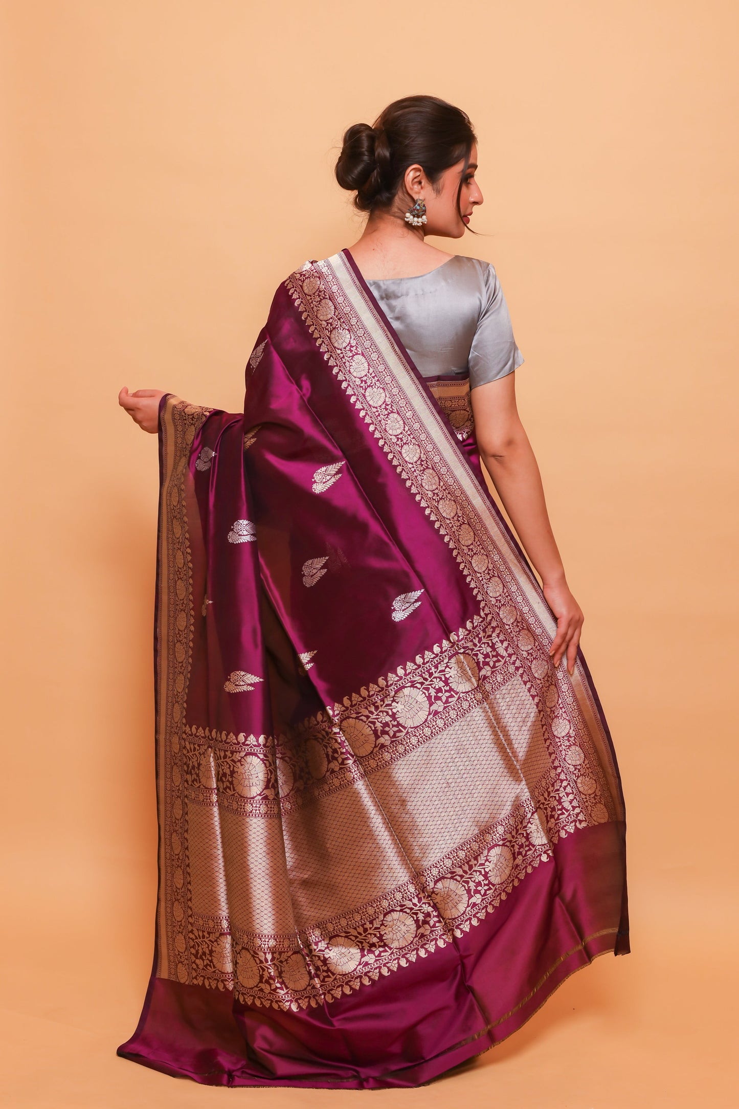 Magenta Katan Pure Silk Kadwa Saree - Panaya