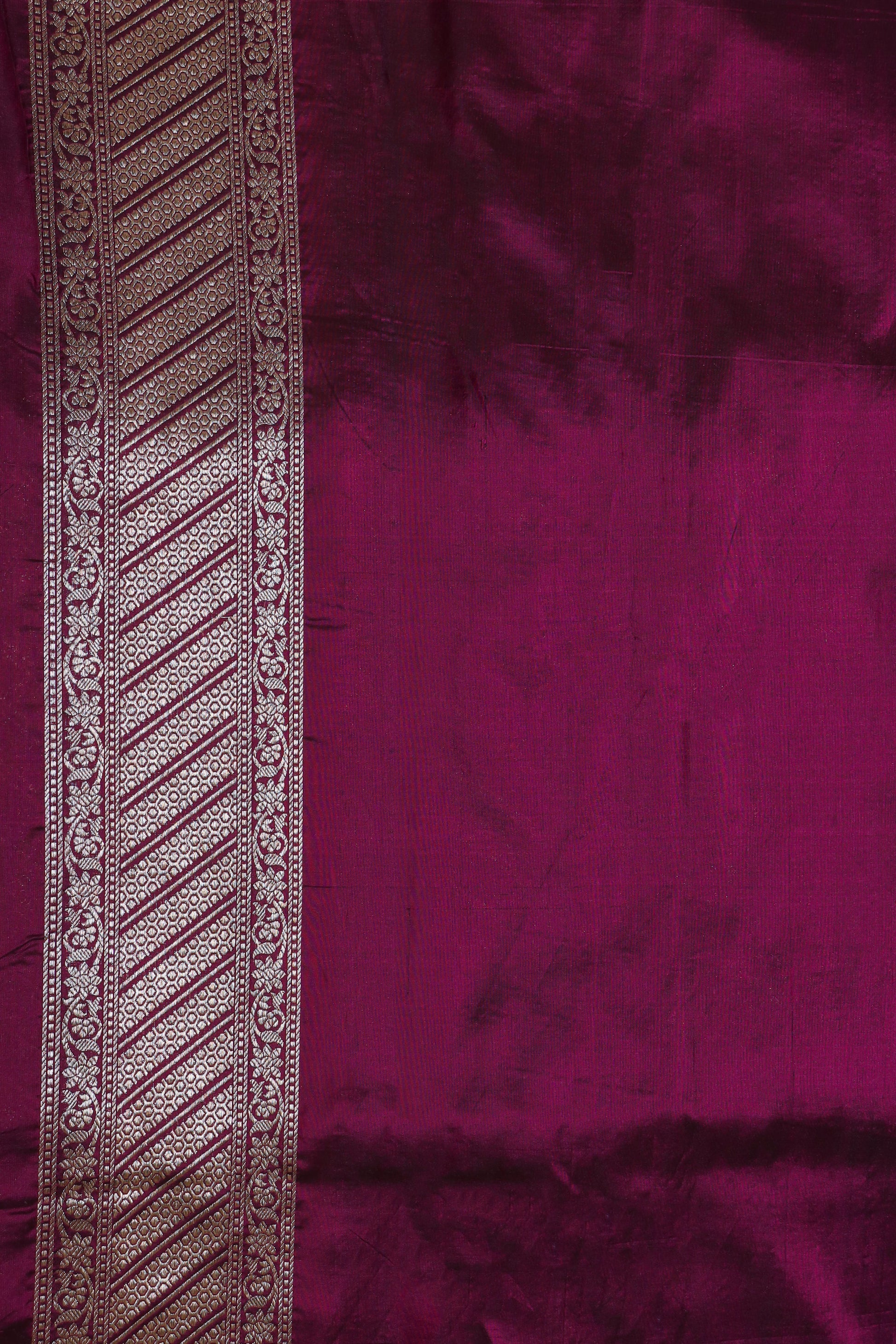 Magenta Katan Pure Silk Cutwork Saree - Panaya