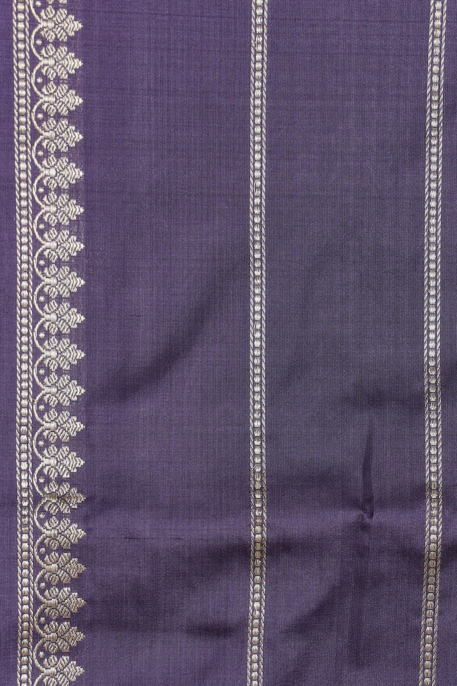 Grey Katan Pure Silk Kadwa Saree - Panaya