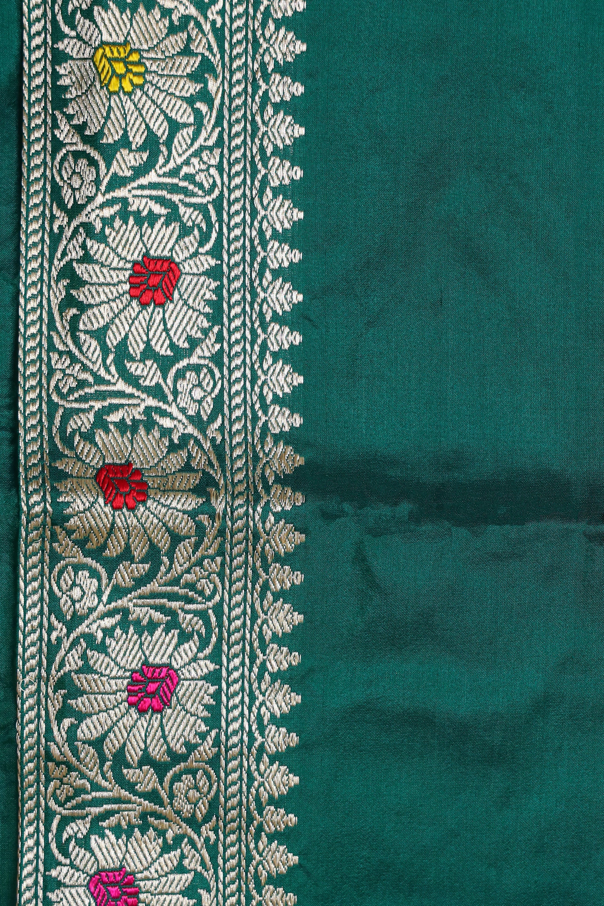 Green Katan Pure Silk Kadwa Saree - Panaya