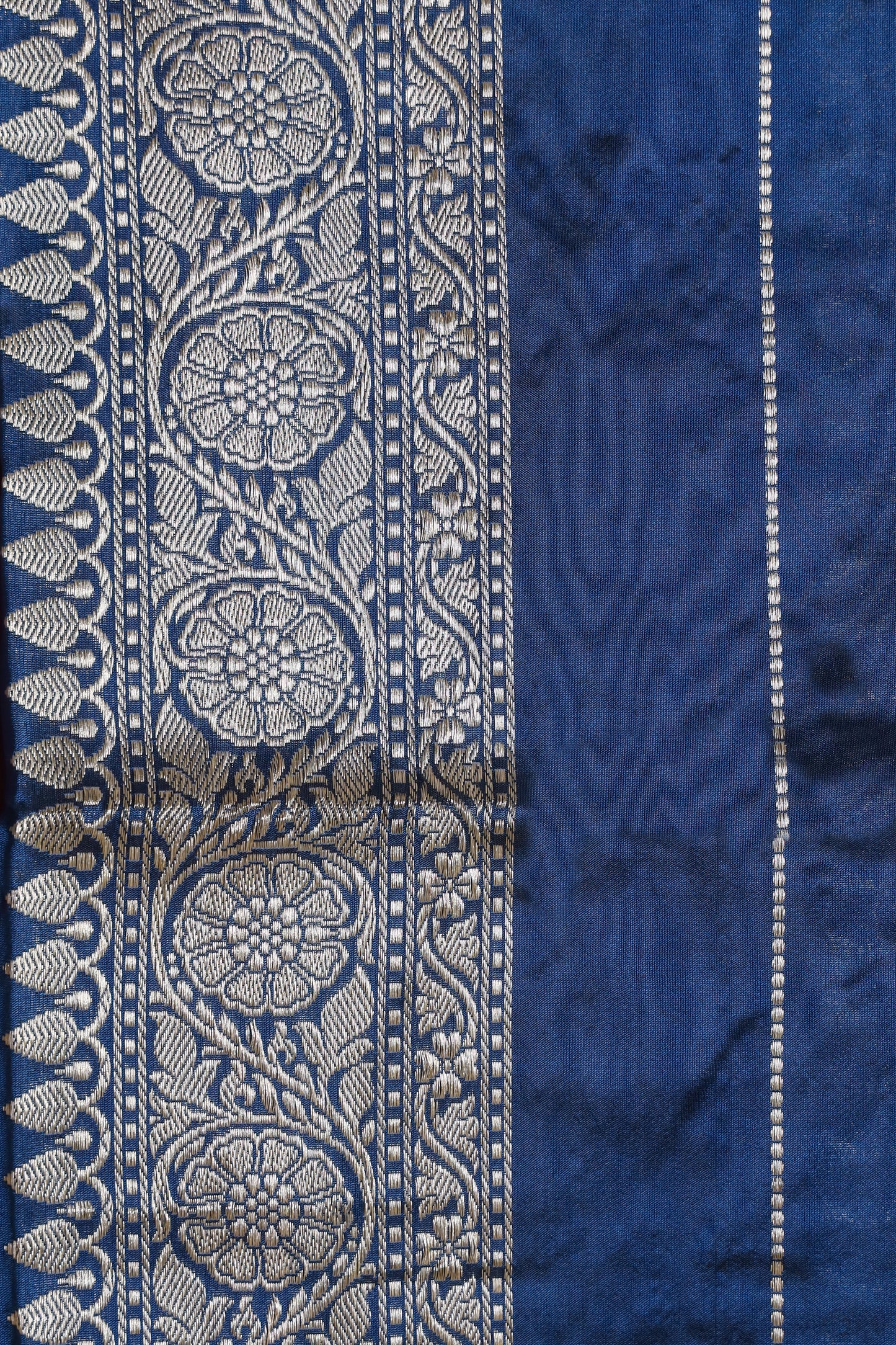 Royal Blue Katan Pure Silk Kadwa Saree - Panaya