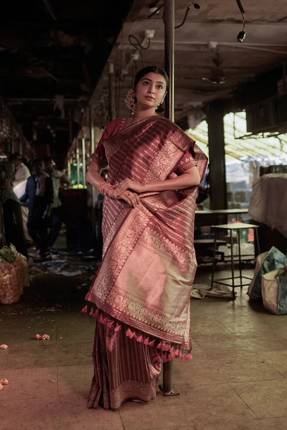 Handloom Midnight Purple Banarsi Brocade Pure Silk Saree