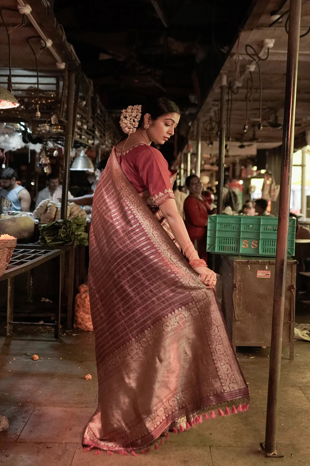 Handloom Midnight Purple Banarsi Brocade Pure Silk Saree