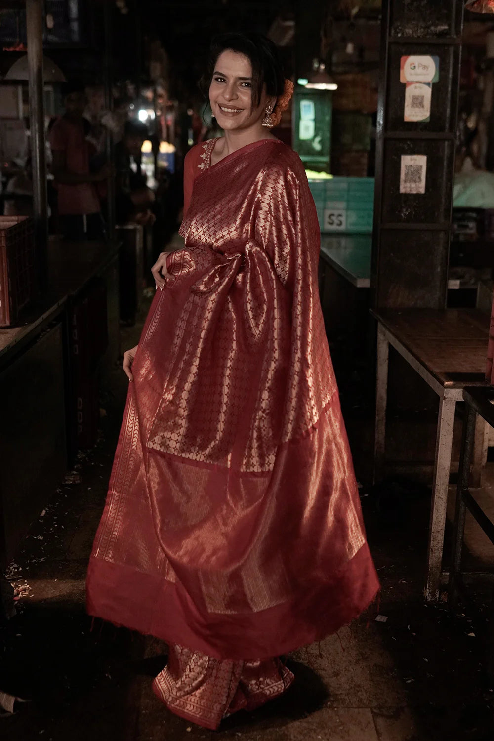 Berry Red Handloom Pure Silk Brocade Banarasi Saree