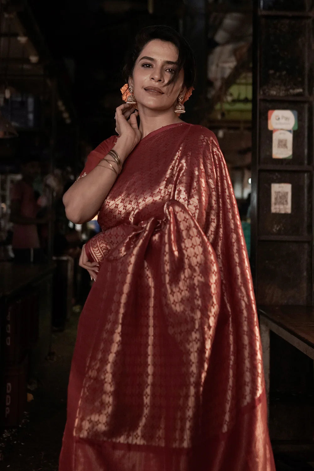 Berry Red Handloom Pure Silk Brocade Banarasi Saree