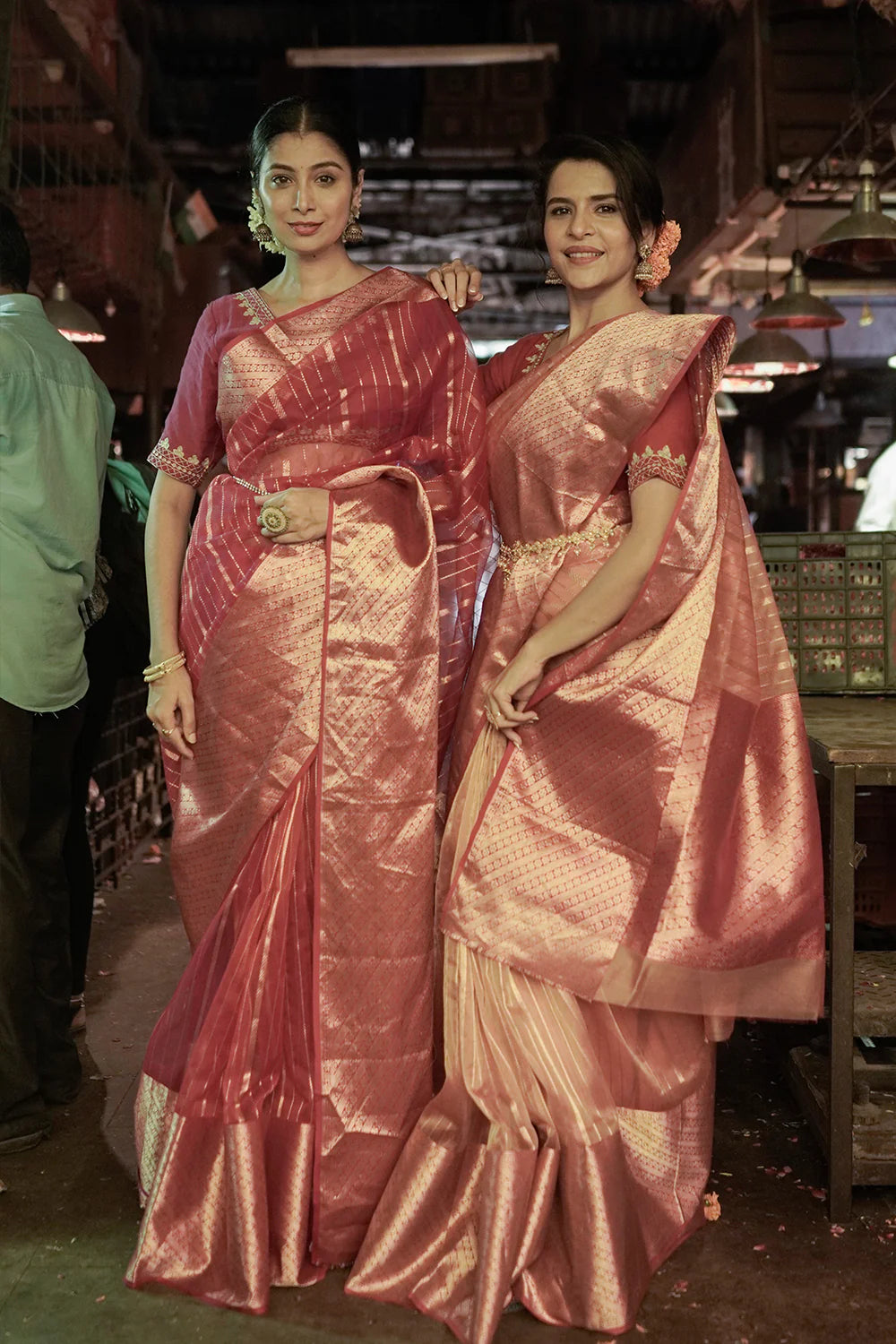 Hot Pink Handloom Chanderi Pure Katan Silk Saree With Broad Gold Zari Border