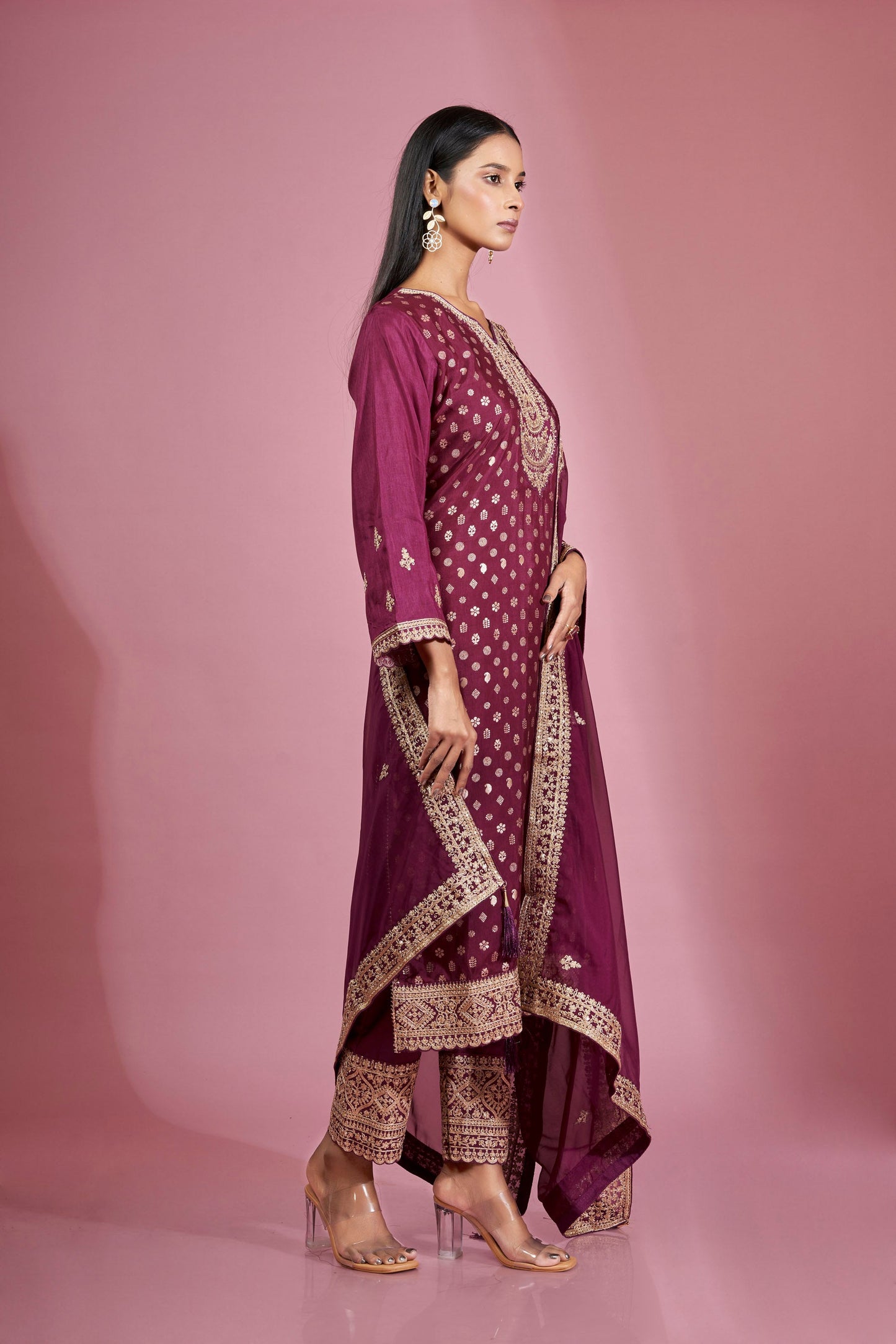 Rajshree Zari Embroidered Dola Silk Kurta Set