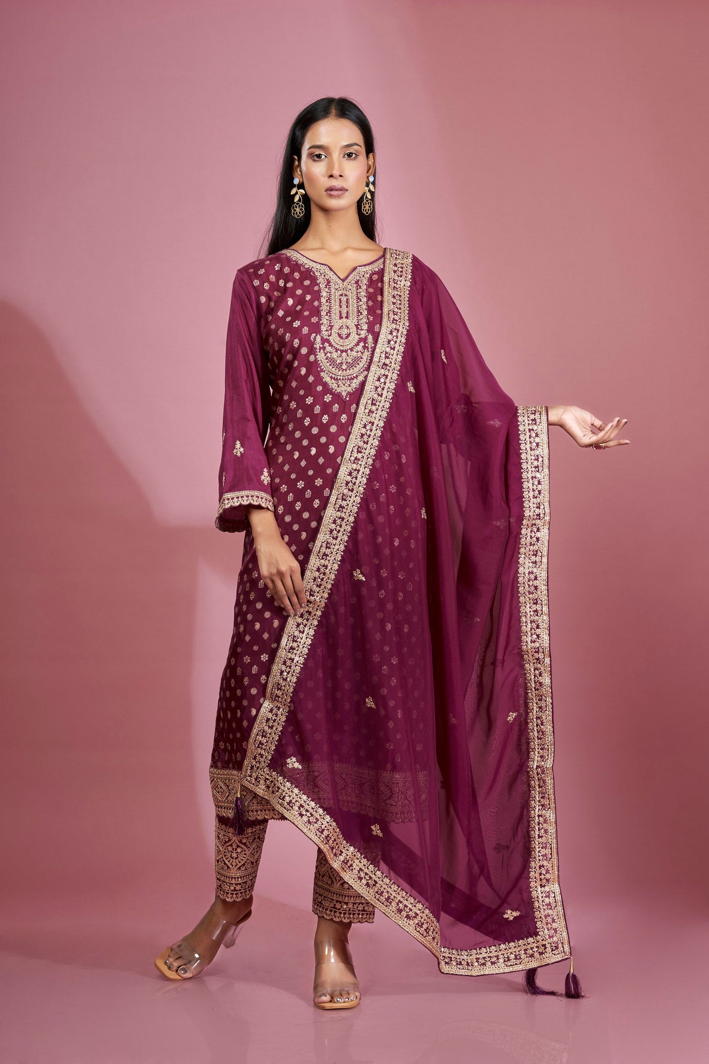 Rajshree Zari Embroidered Dola Silk Kurta Set