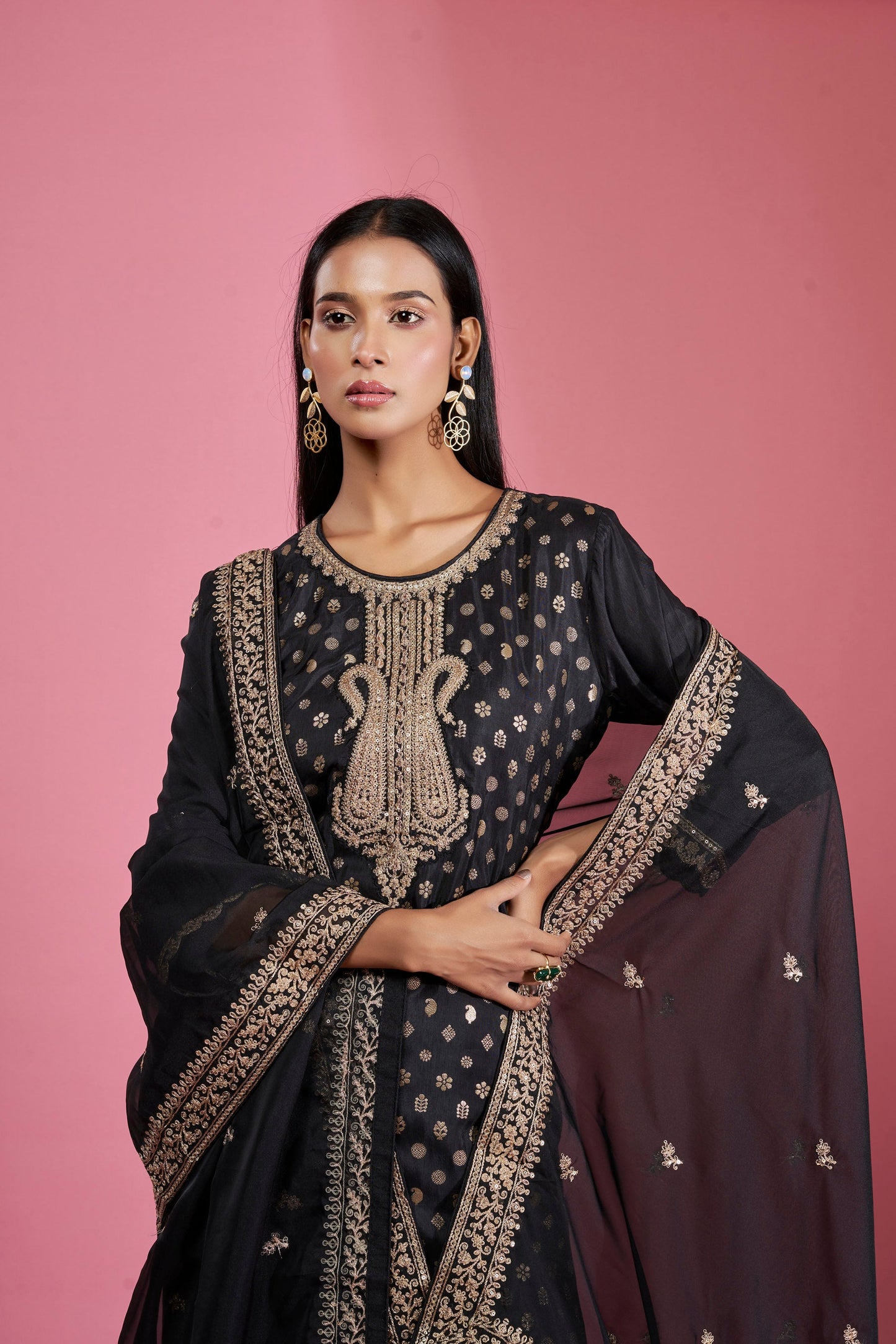 Royal Zari Work Dola Silk Kurta Set