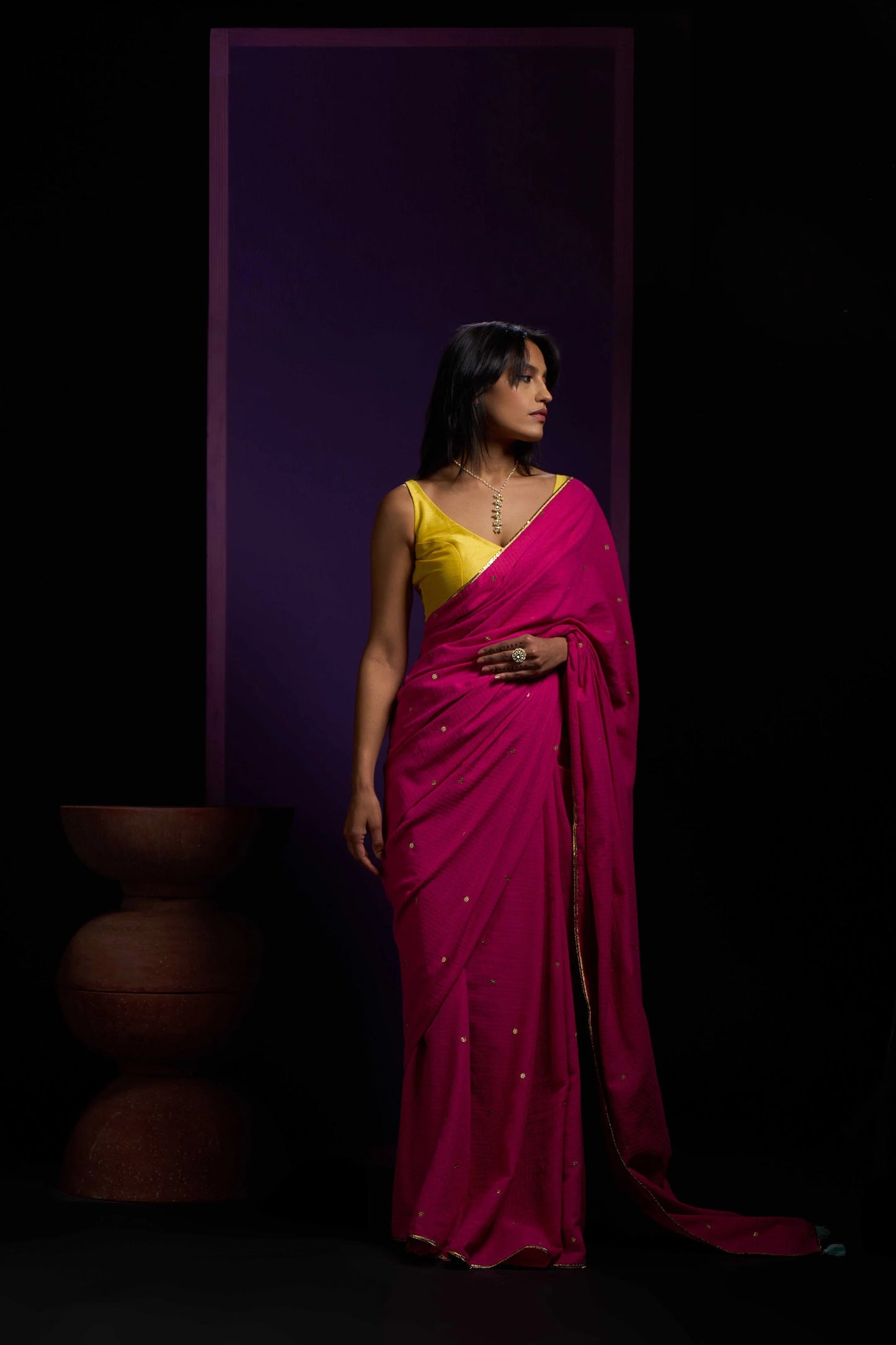 Rani Pink Tohfa Mulmul saree