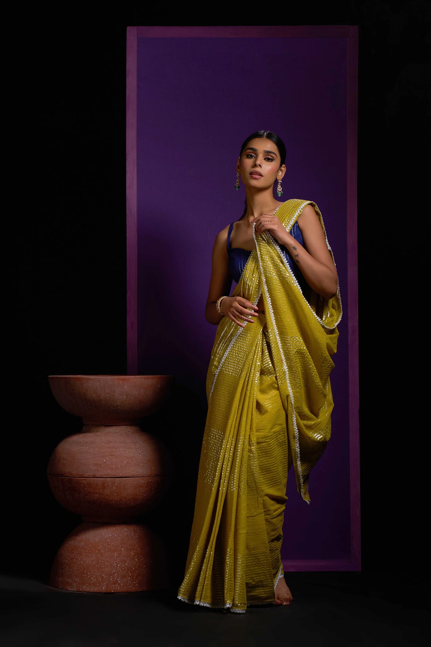 Yellow Shine Cotton Mulmul Saree