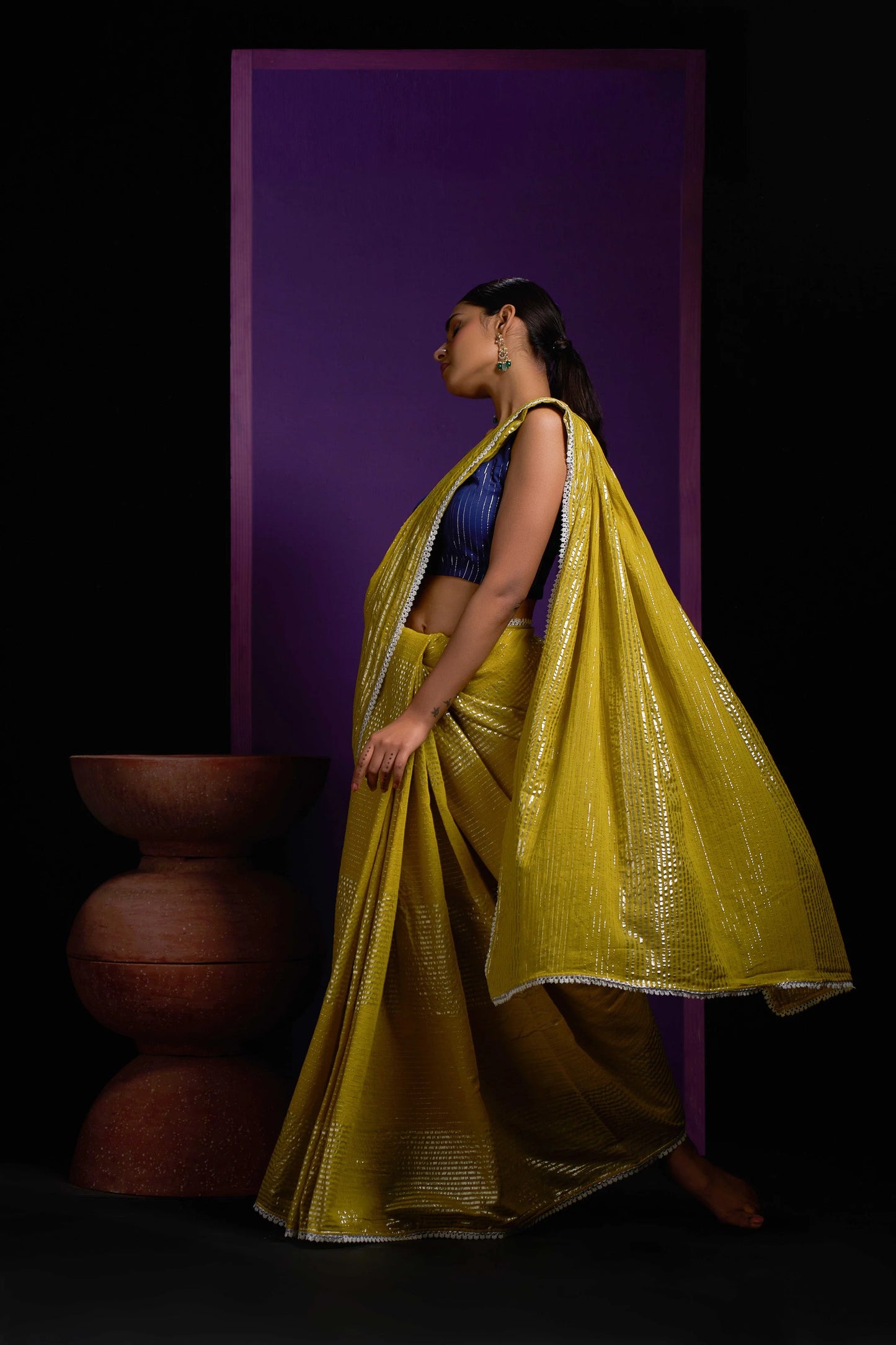 Yellow Shine Cotton Mulmul Saree