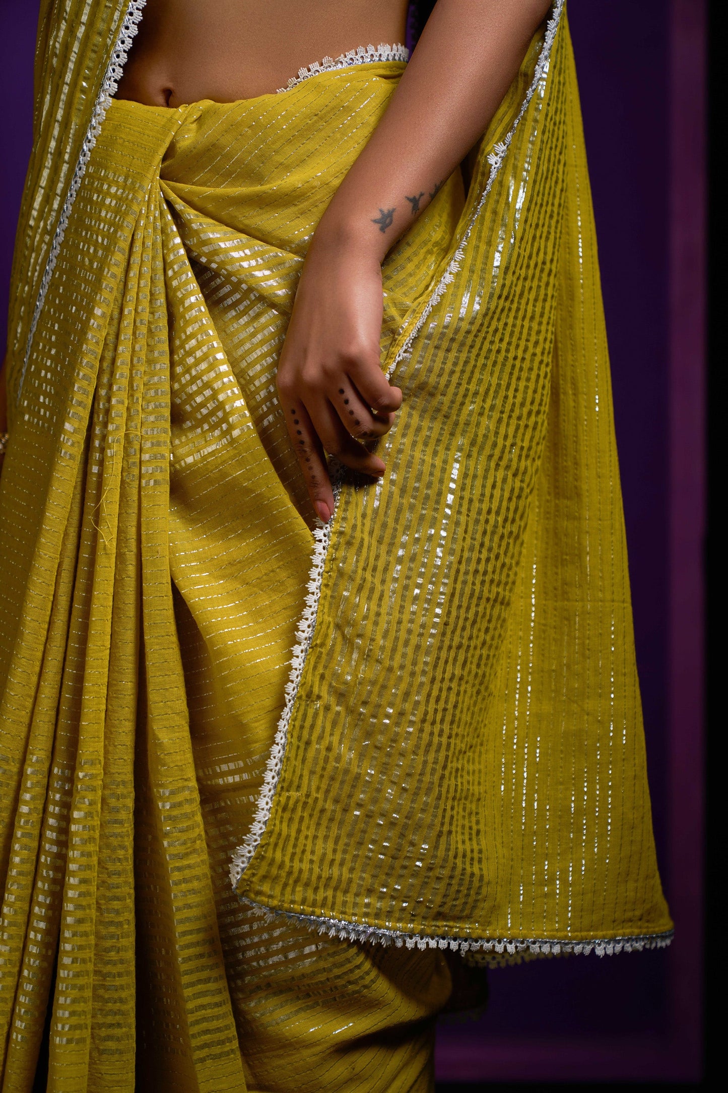 Yellow Shine Cotton Mulmul Saree