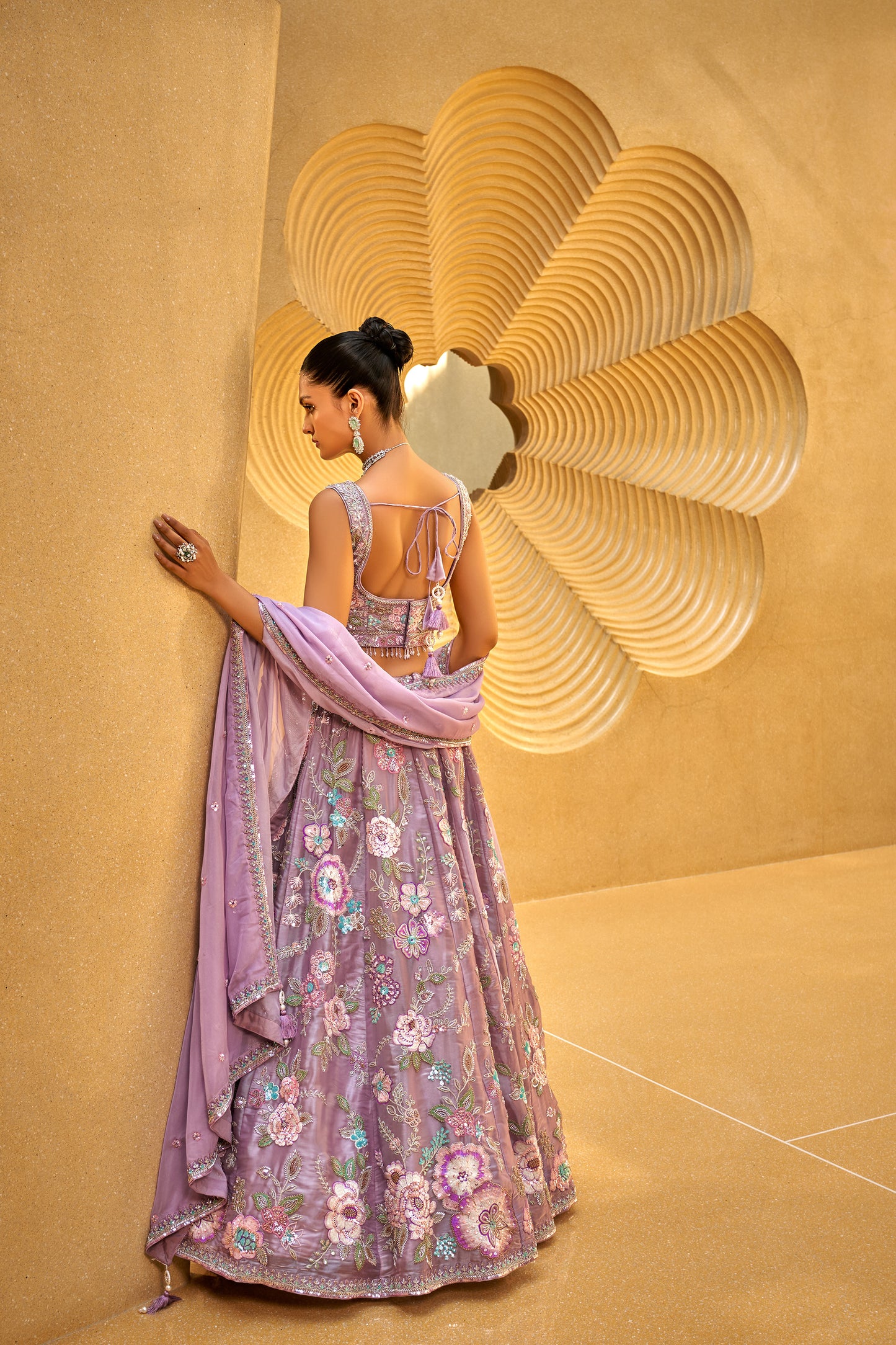 Lavender Organza Cut-dana & Handwork Designer Lehenga choli & Dupatta