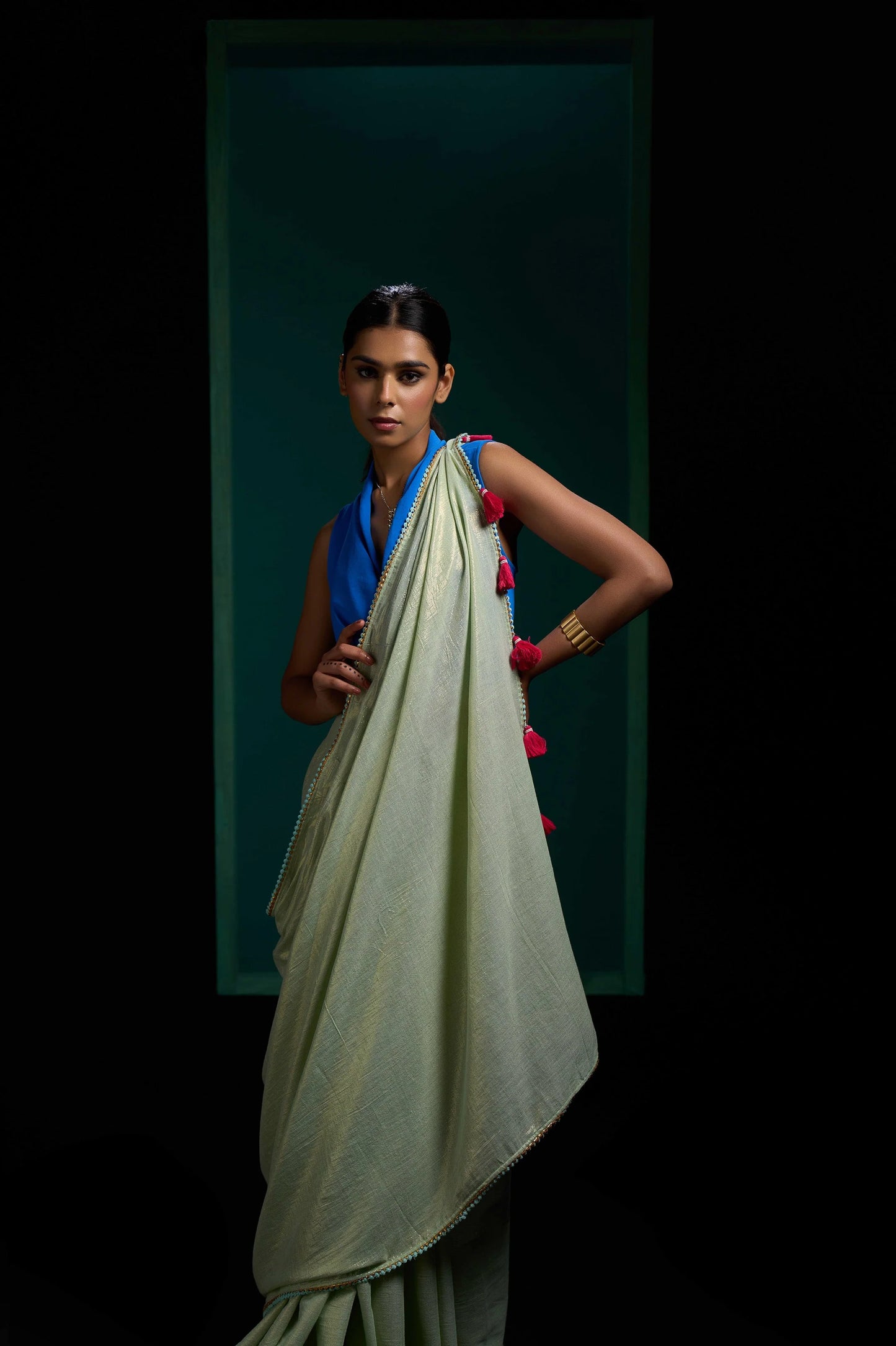 Mint Green Cotton Handloom Saree