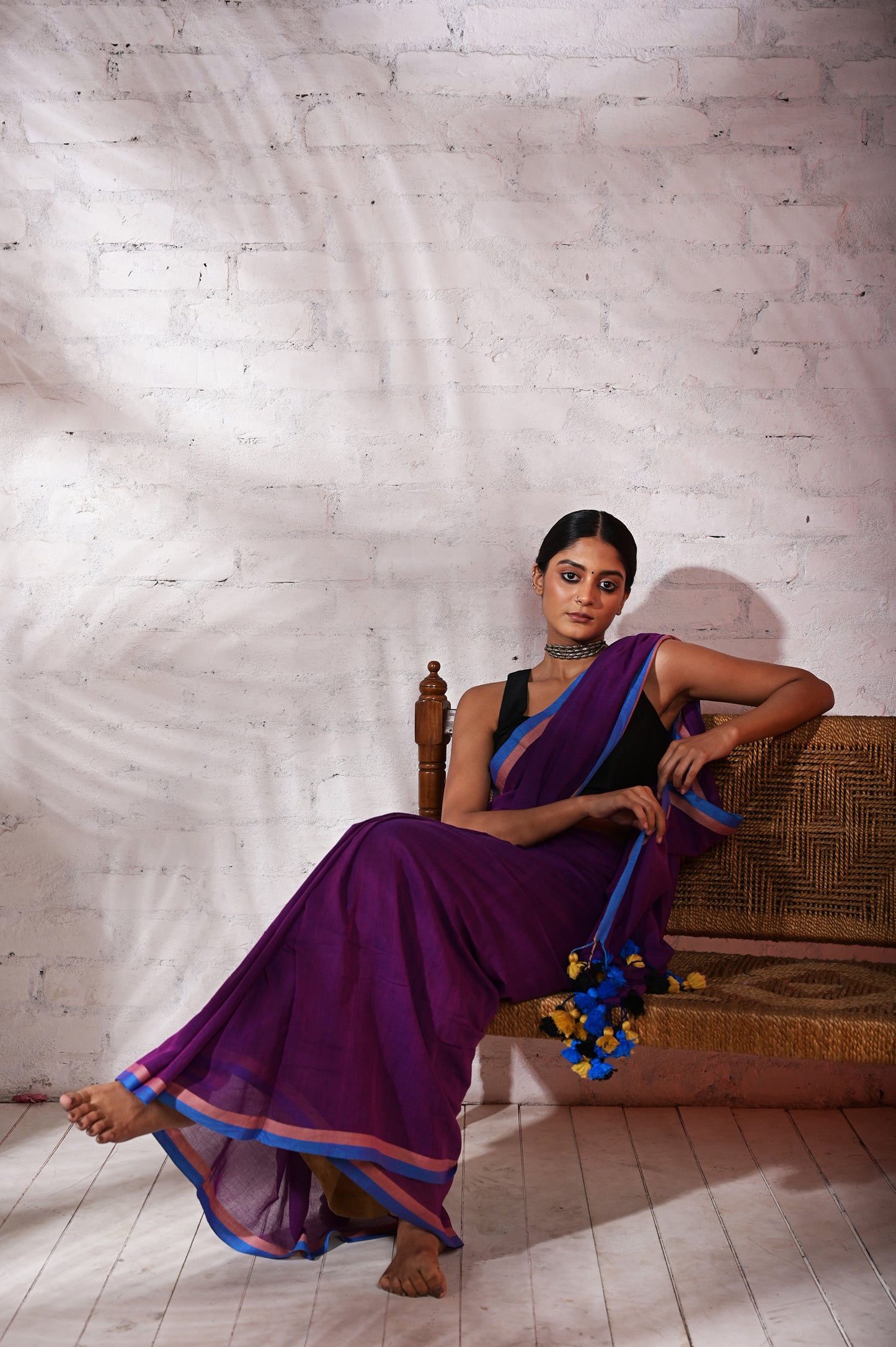 Mithi Muskaan |Violet mul cotton saree