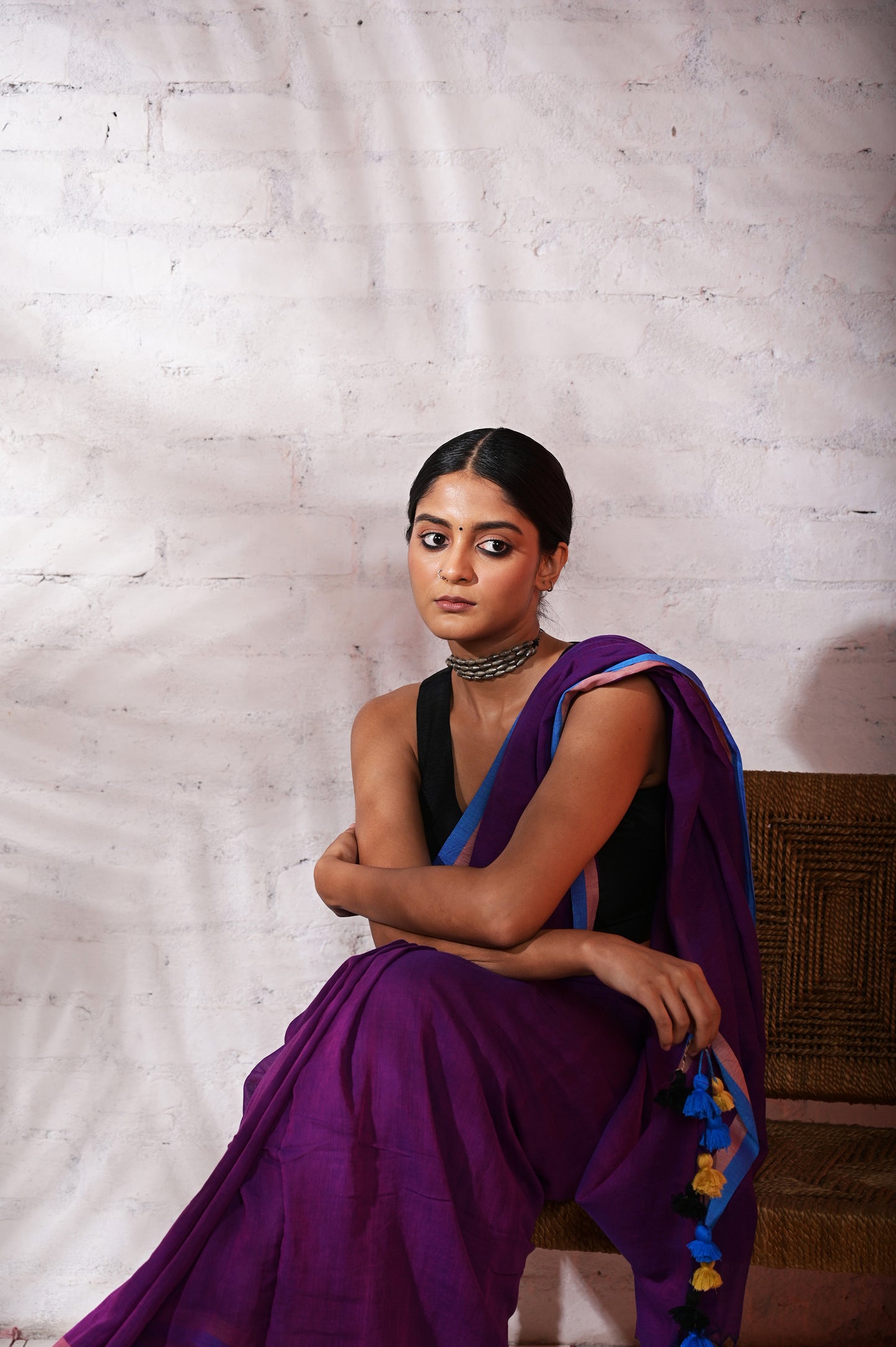 Mithi Muskaan |Violet mul cotton saree