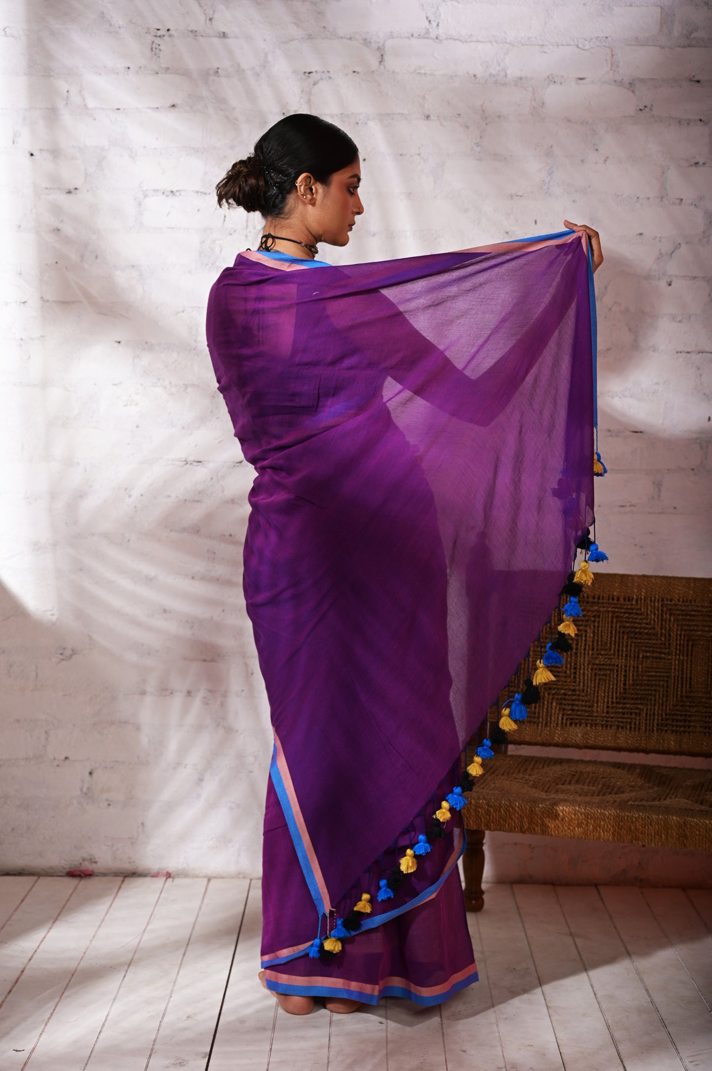 Mithi Muskaan |Violet mul cotton saree