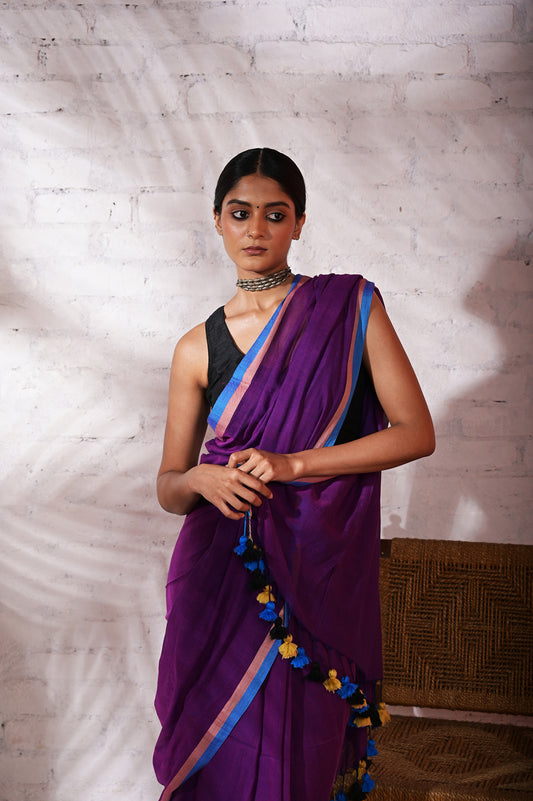 Mithi Muskaan |Violet mul cotton saree