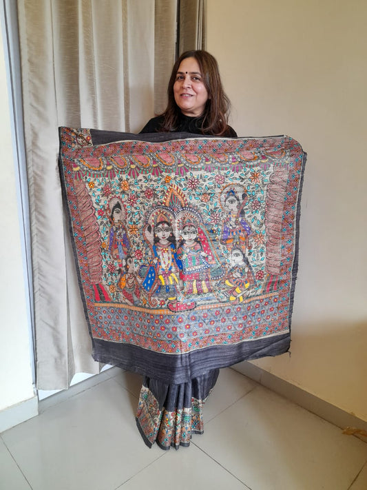 Luxurious Handpainted Matka Silk Saree