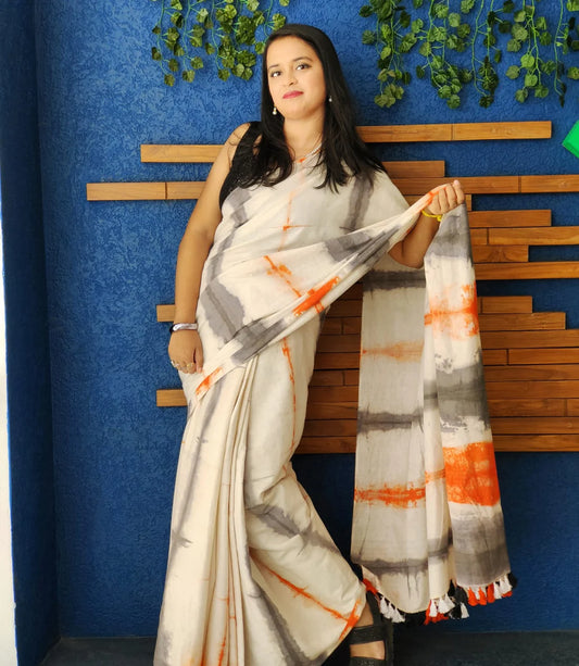 Niyor White Cotton Handloom saree