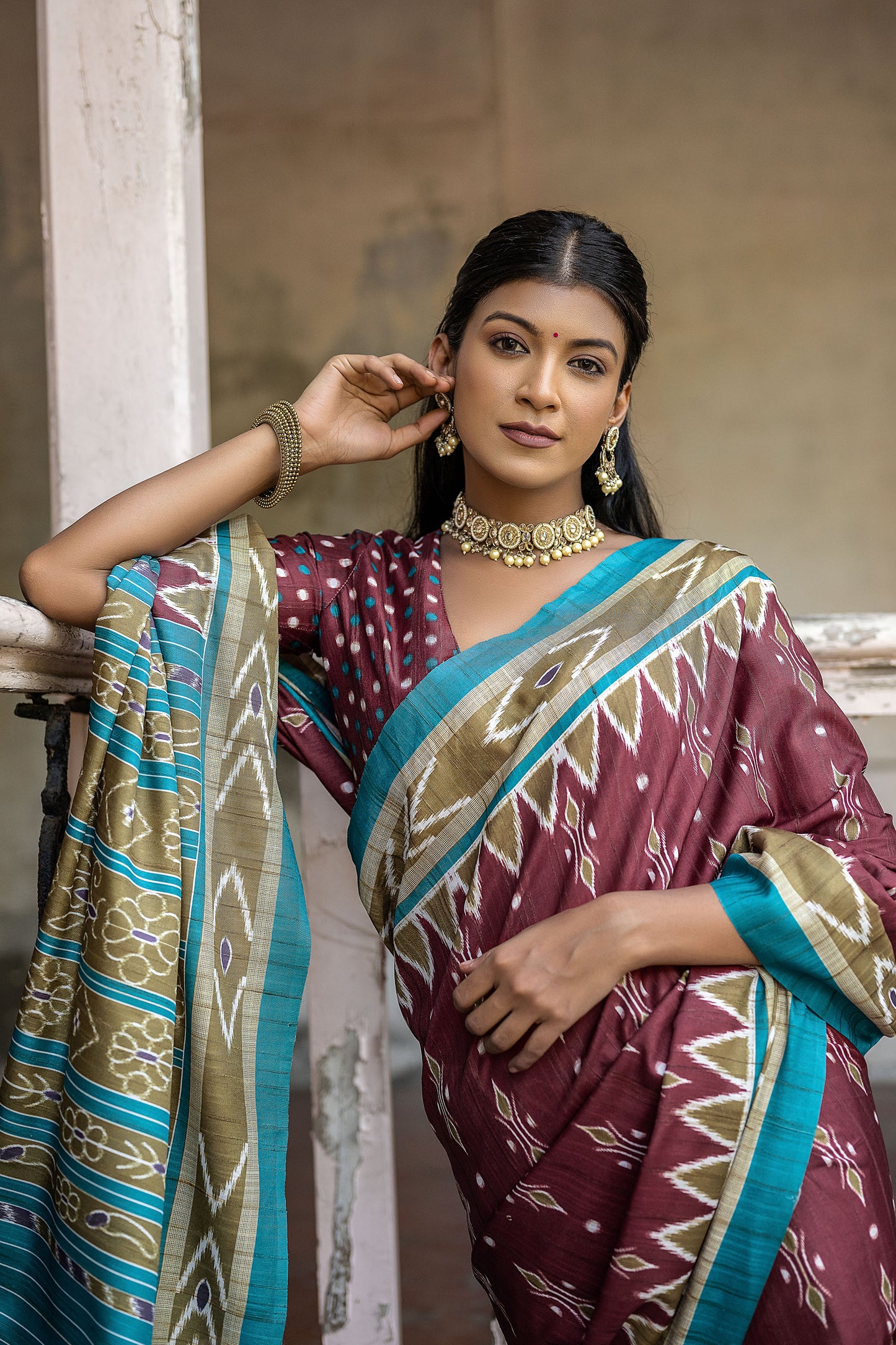 Maroon Niyti Cotton Silk Zari woven Saree