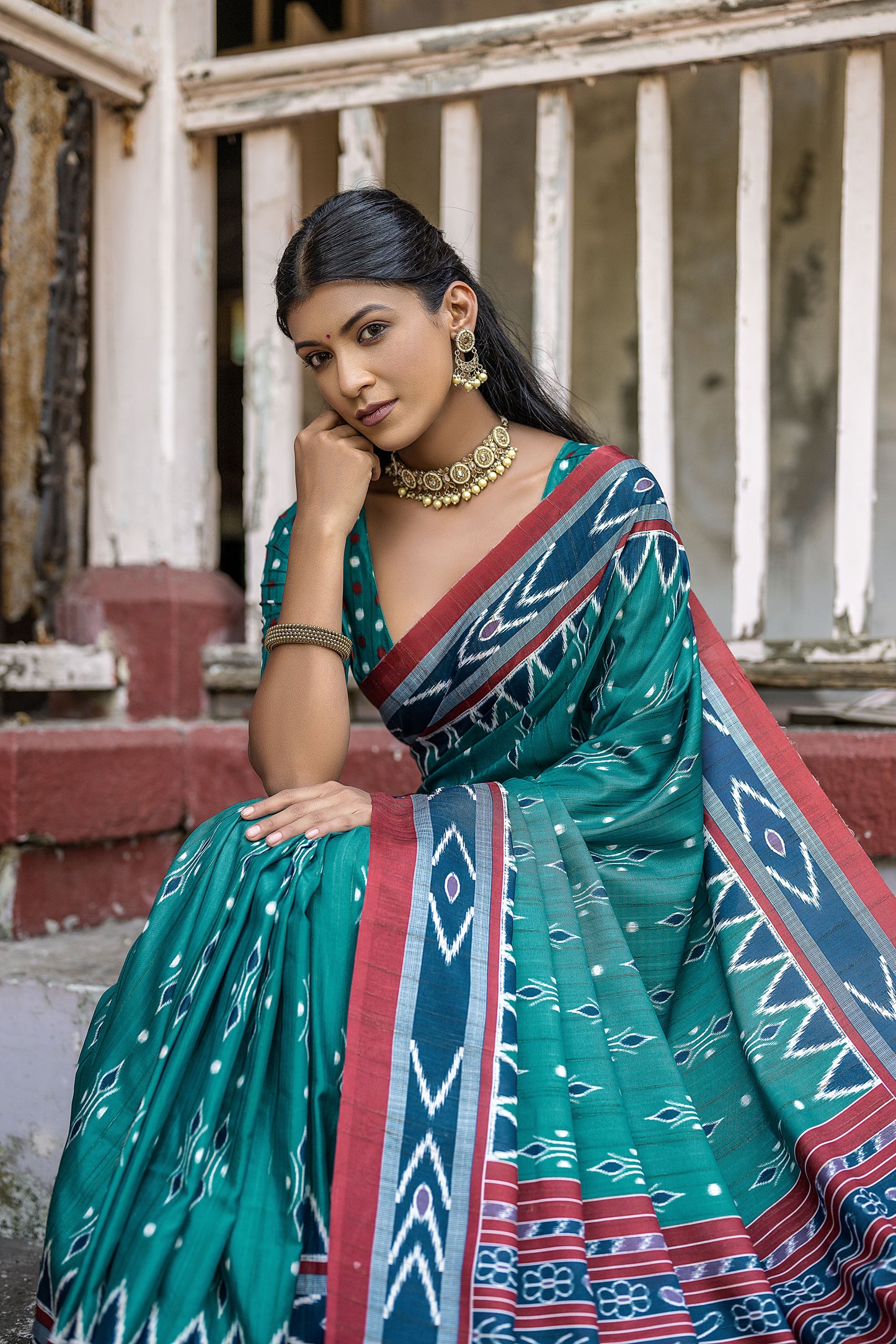 Rama Niyti Cotton Silk Zari woven Saree