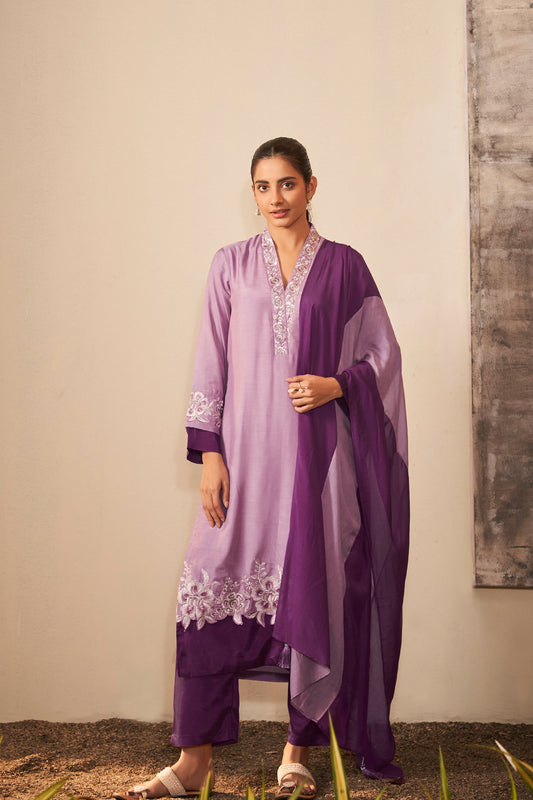 Violet Aura Embroidered Kurta Set