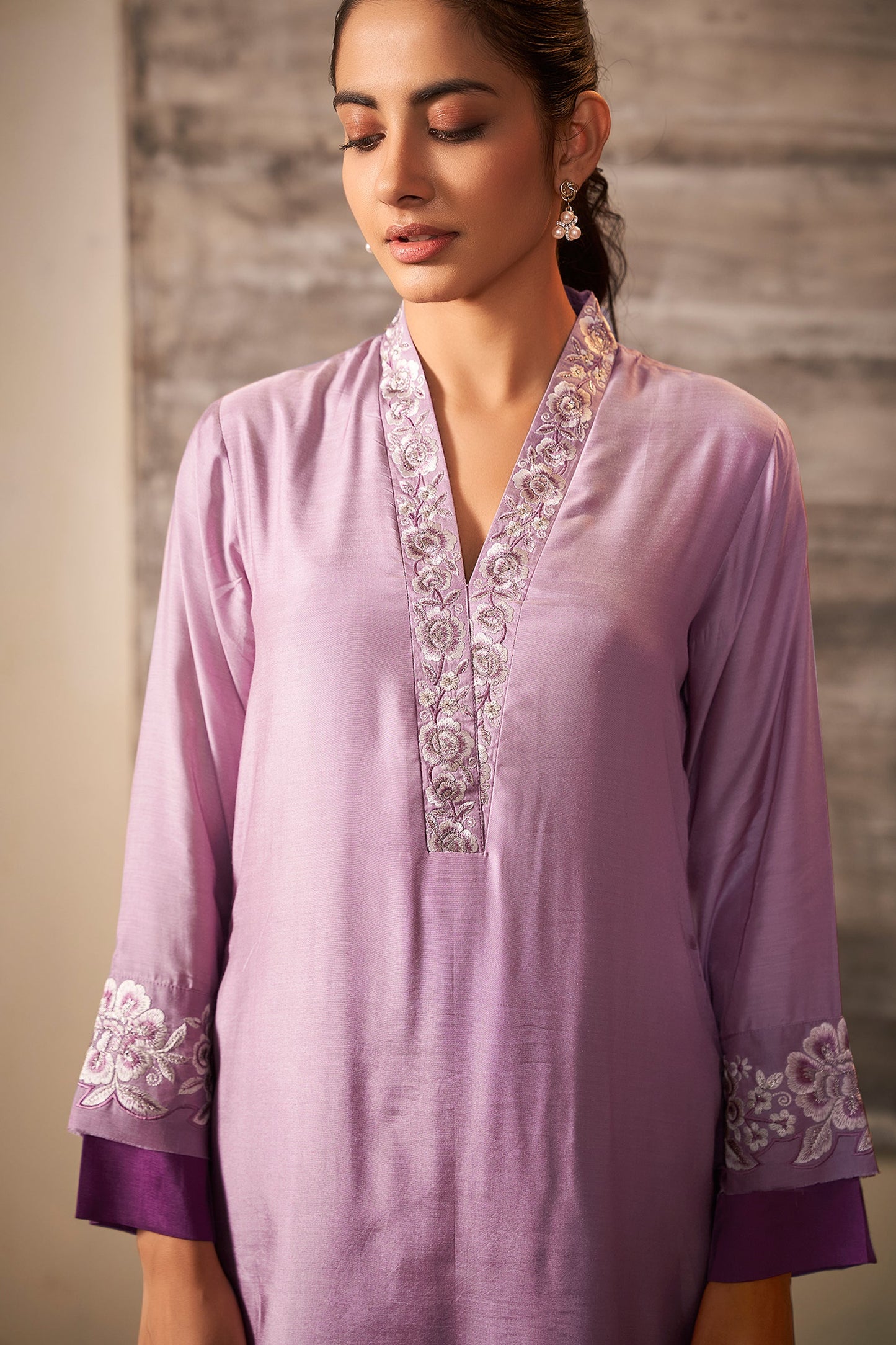 Violet Aura Embroidered Kurta Set