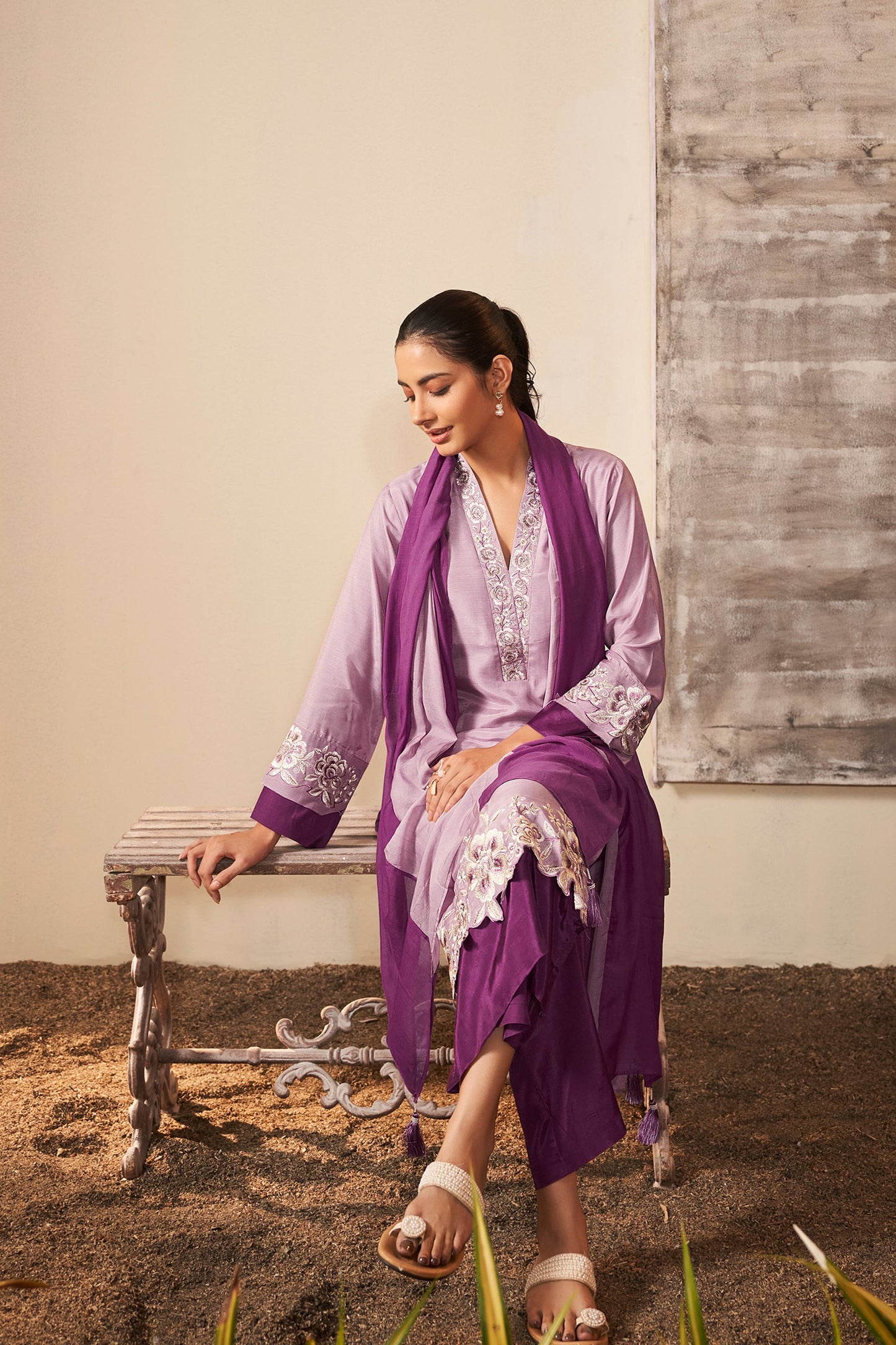 Violet Aura Embroidered Kurta Set