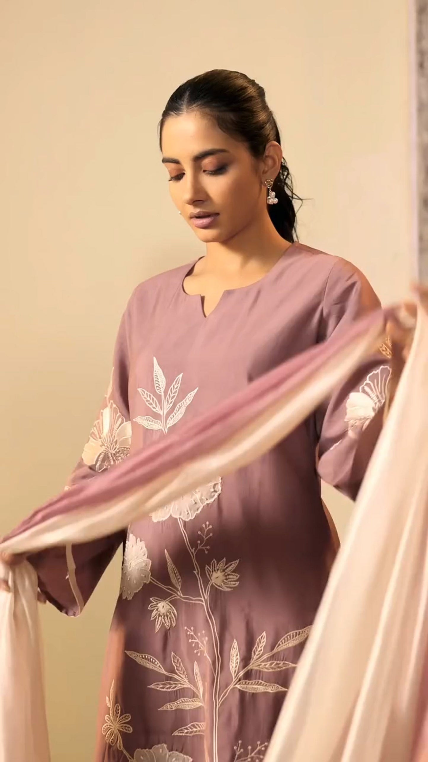 Plum Elegance Roman Silk Daily Wear Set