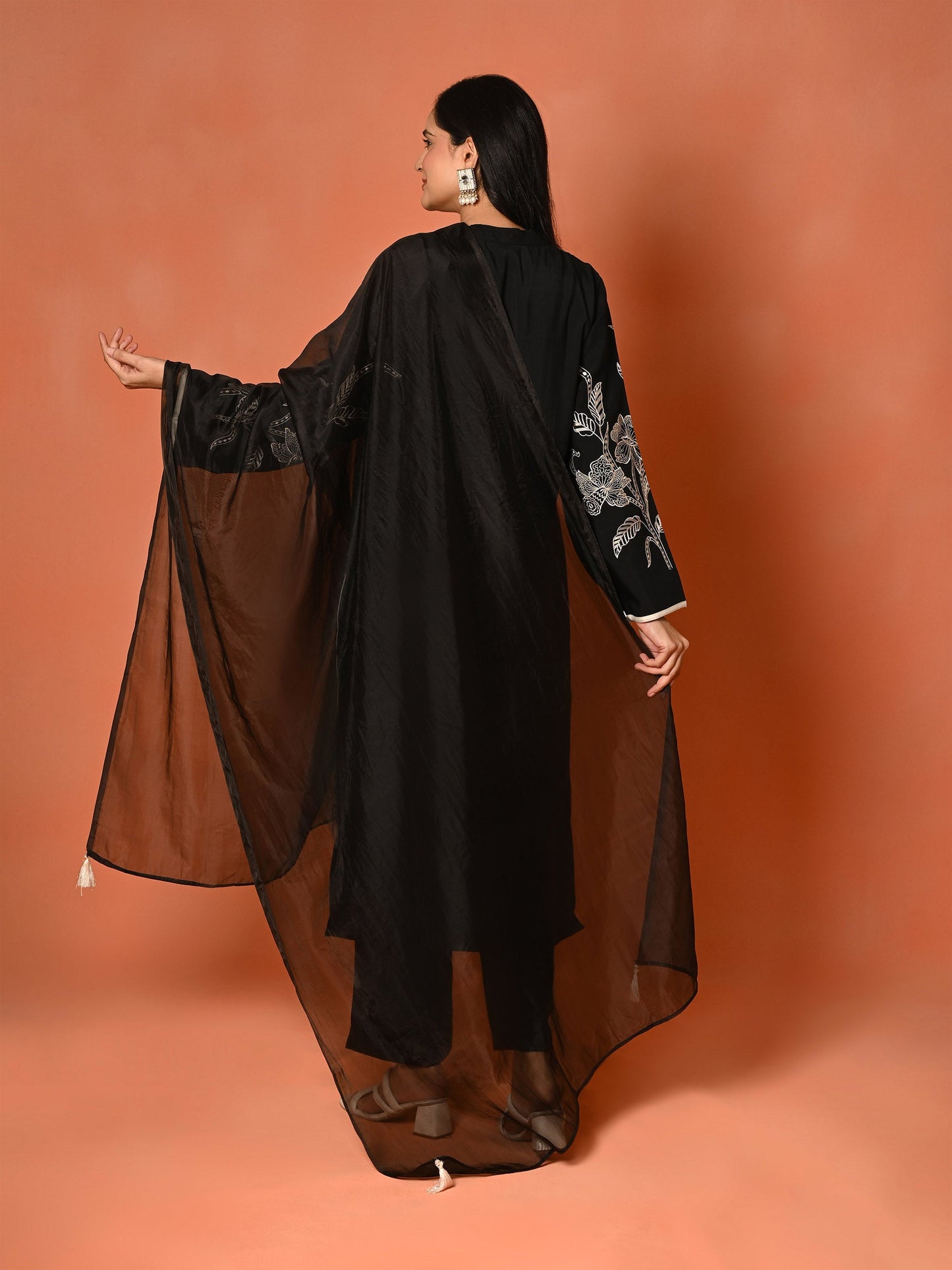 Black Opulence Roman Silk Kurta Set