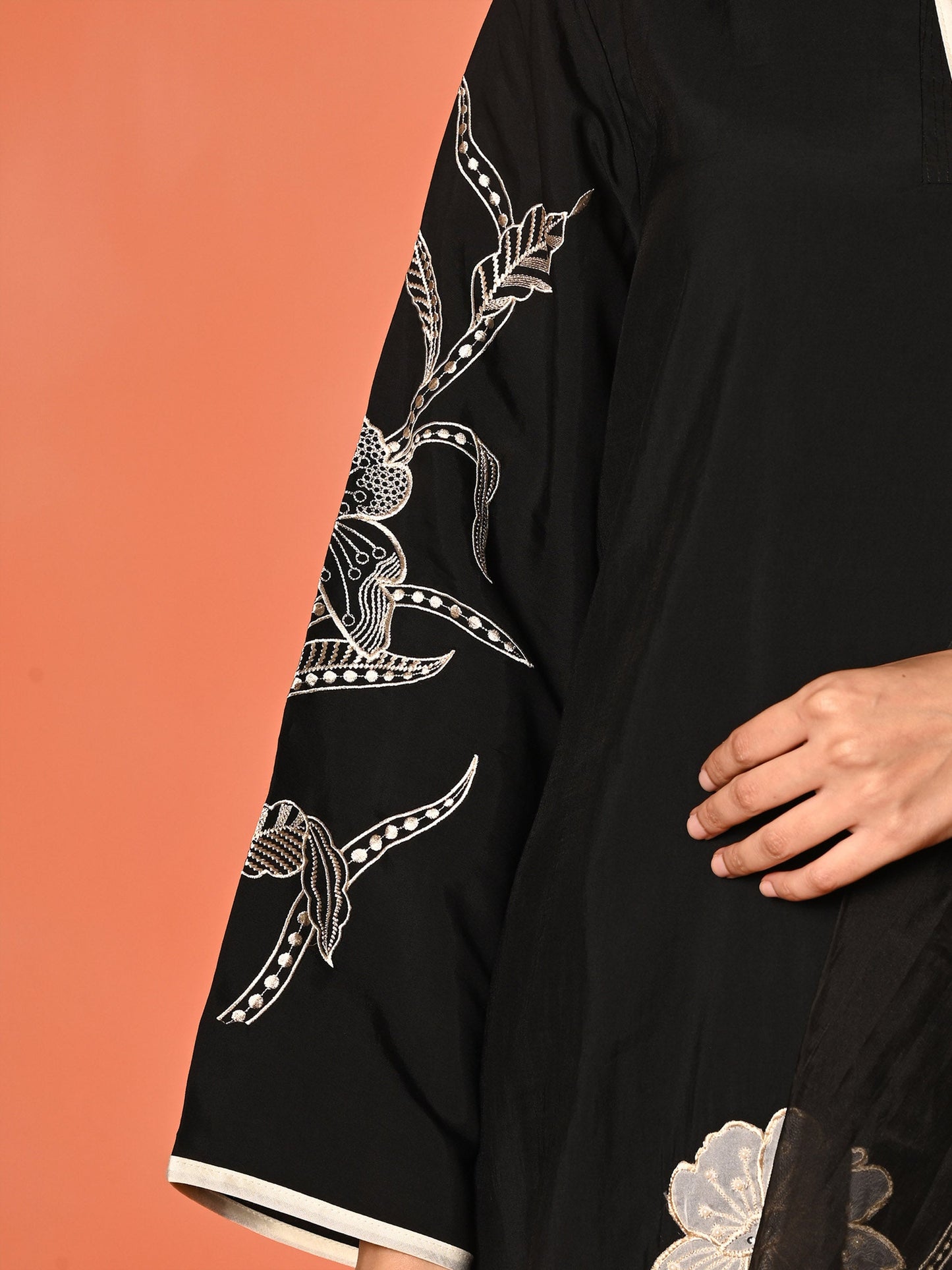 Black Opulence Roman Silk Kurta Set