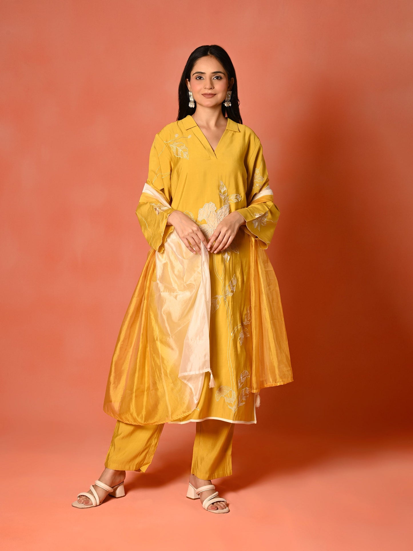 Lemon Bliss Roman Silk Kurta Set