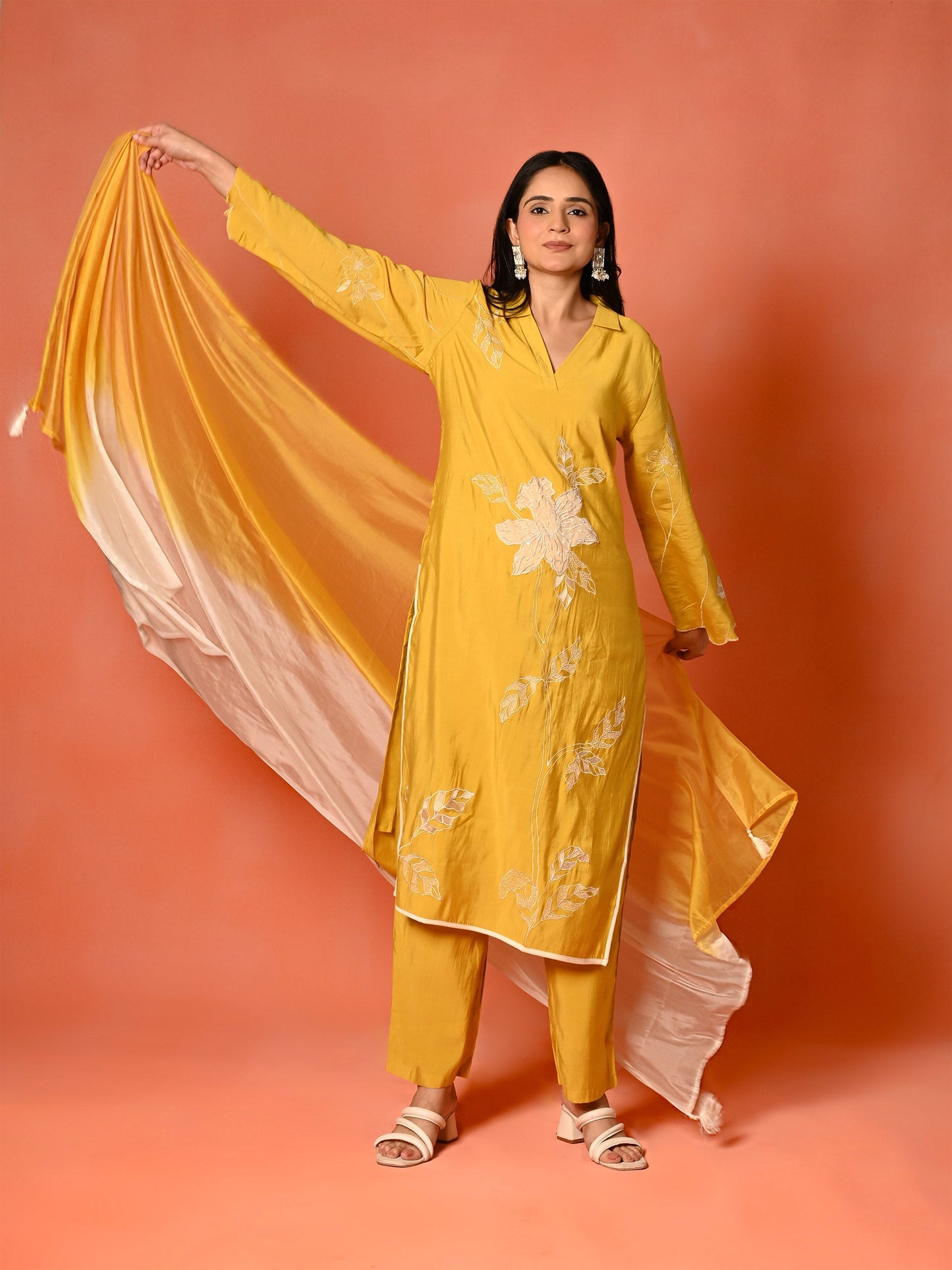 Lemon Bliss Roman Silk Kurta Set