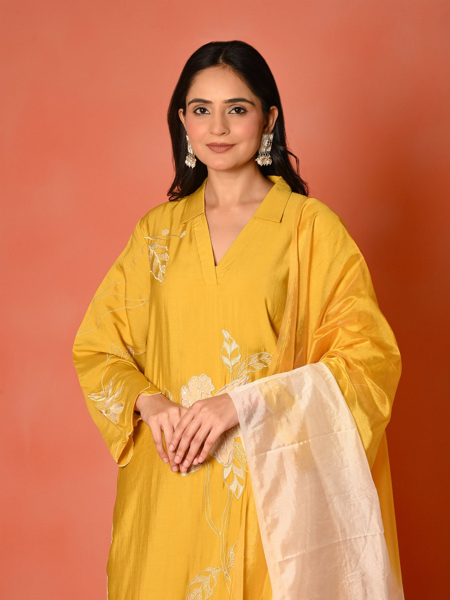 Lemon Bliss Roman Silk Kurta Set