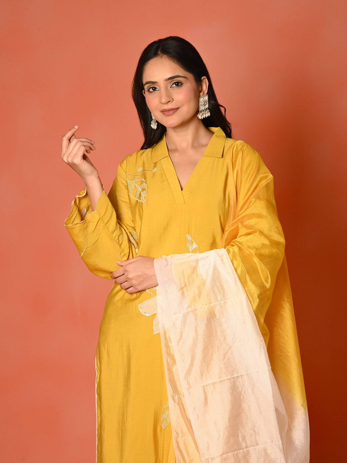 Lemon Bliss Roman Silk Kurta Set