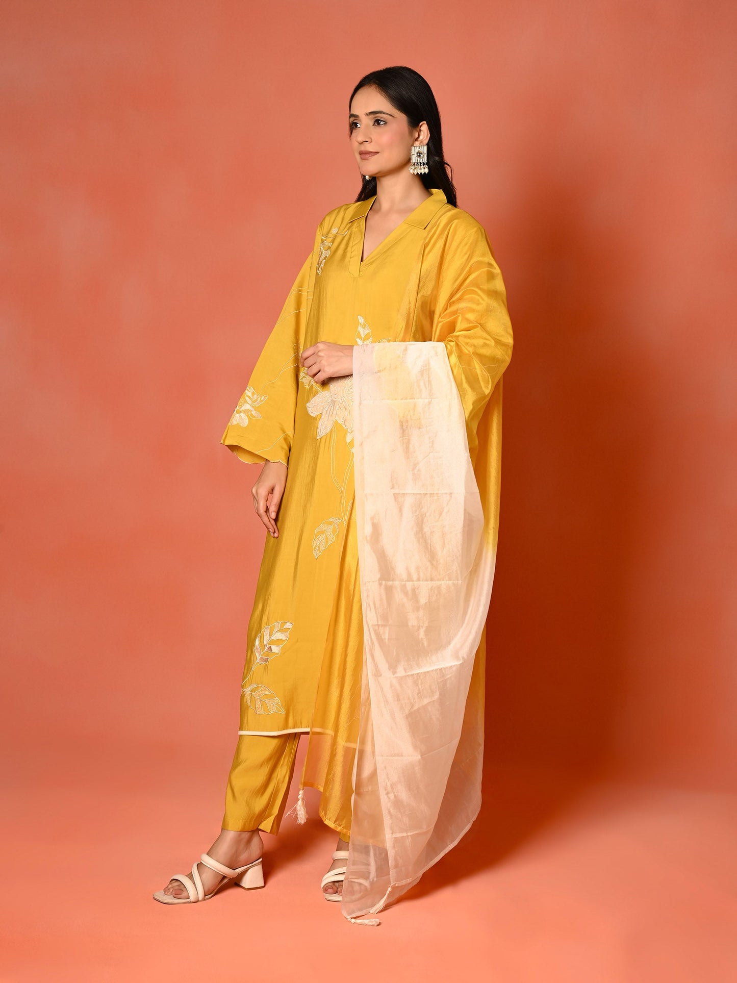 Lemon Bliss Roman Silk Kurta Set