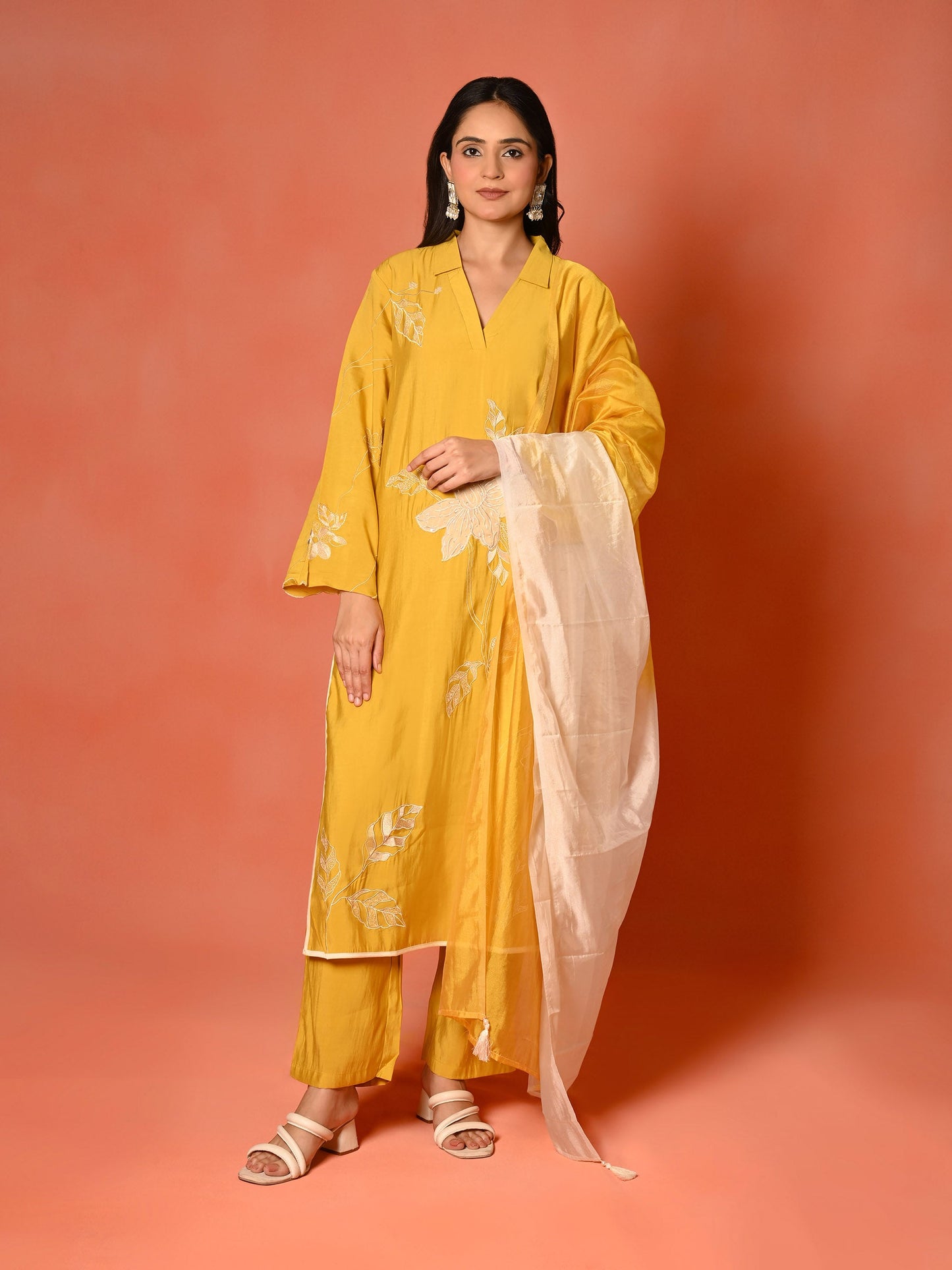 Lemon Bliss Roman Silk Kurta Set