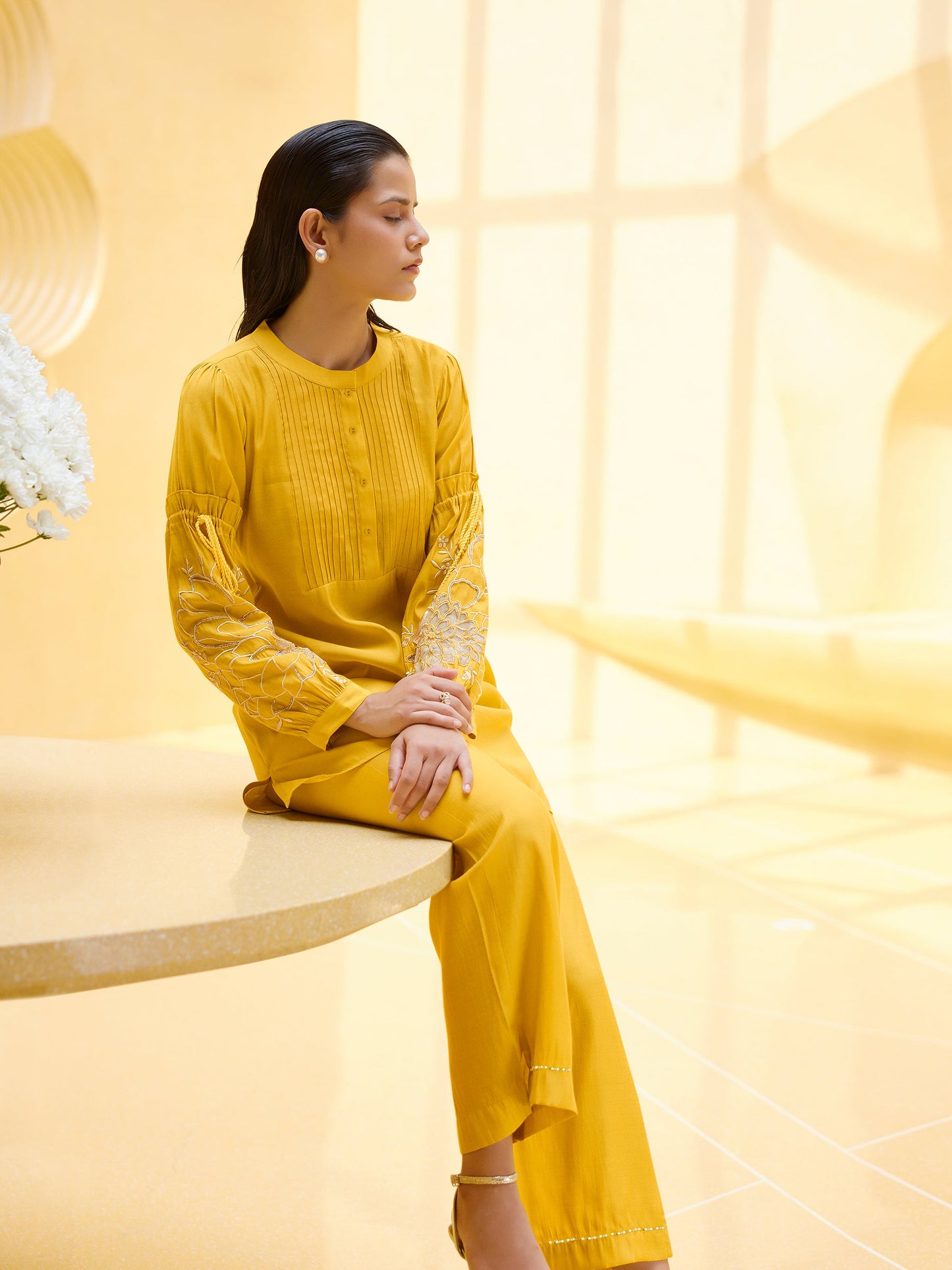 Lemon Luxe Roman Silk Co-Ord Set