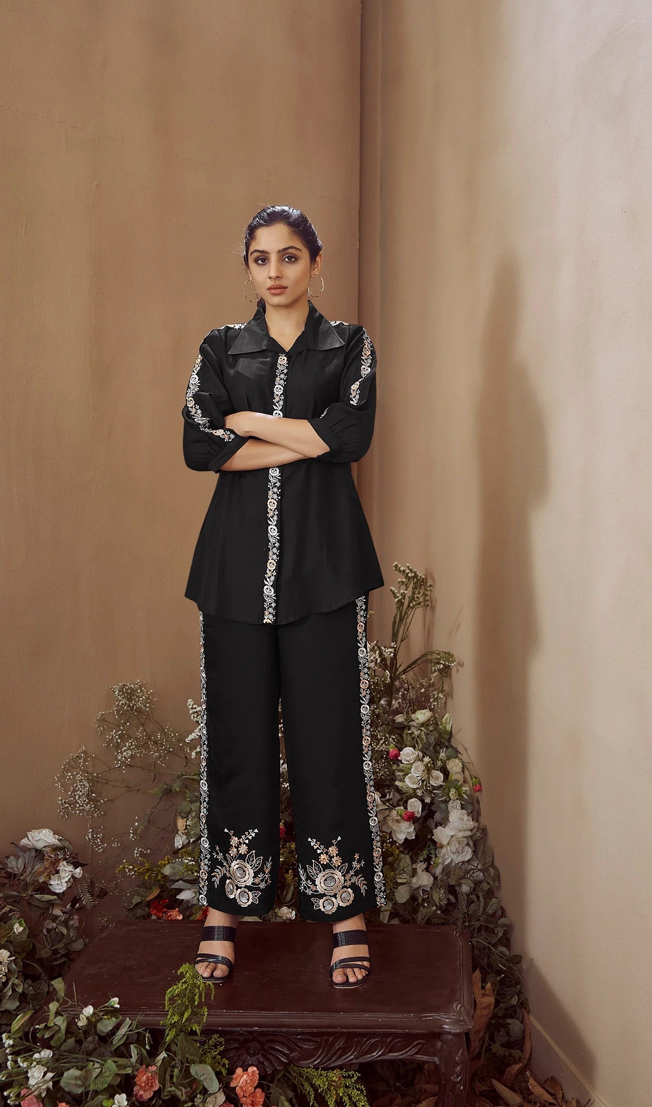 Midnight Twill Embroidered Co-Ord Set