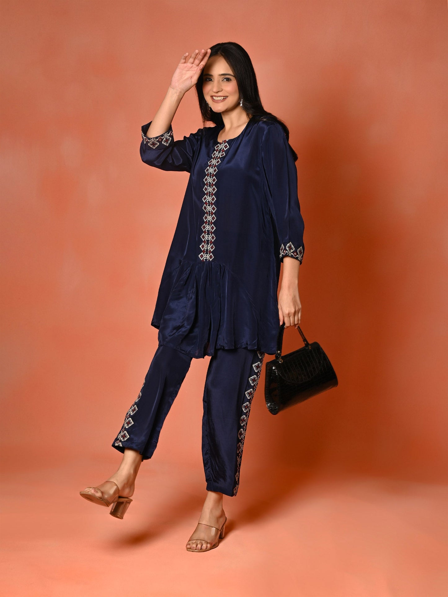 Classic Indigo Embroidered A-Line Set