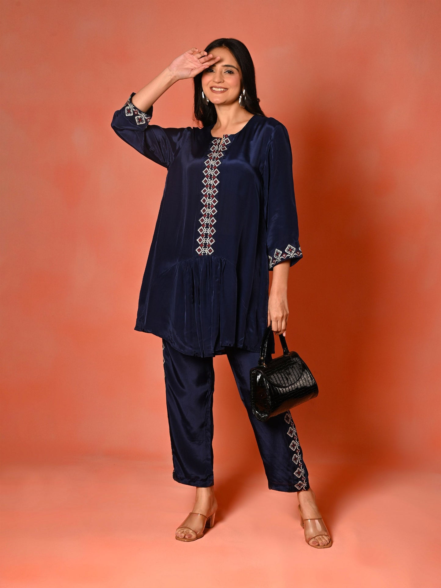 Classic Indigo Embroidered A-Line Set