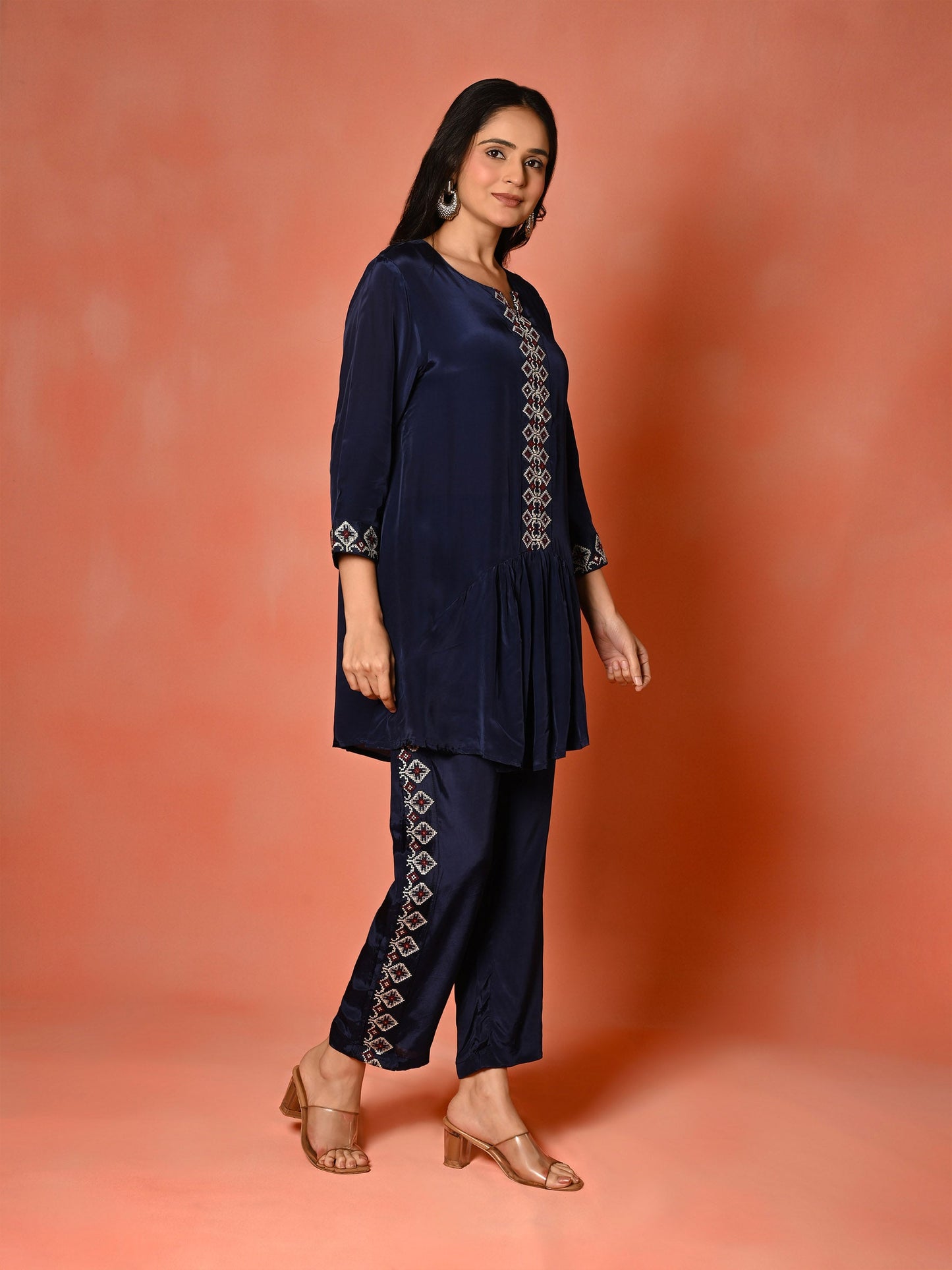 Classic Indigo Embroidered A-Line Set