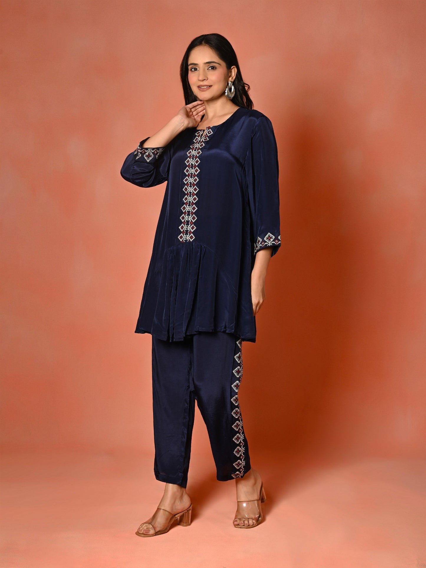 Classic Indigo Embroidered A-Line Set