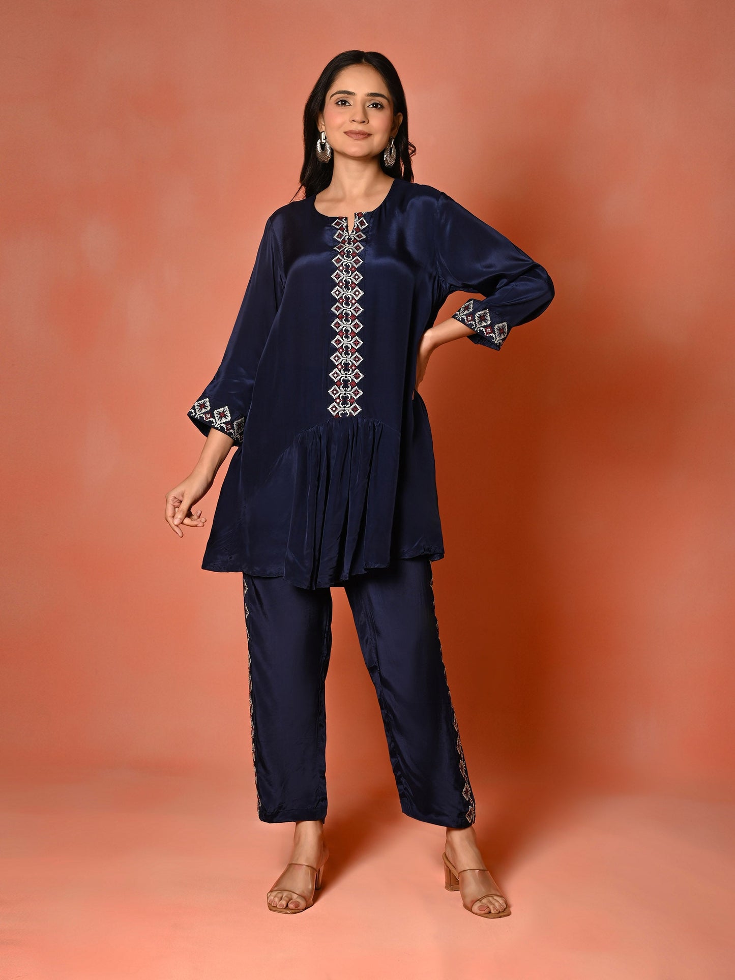 Classic Indigo Embroidered A-Line Set