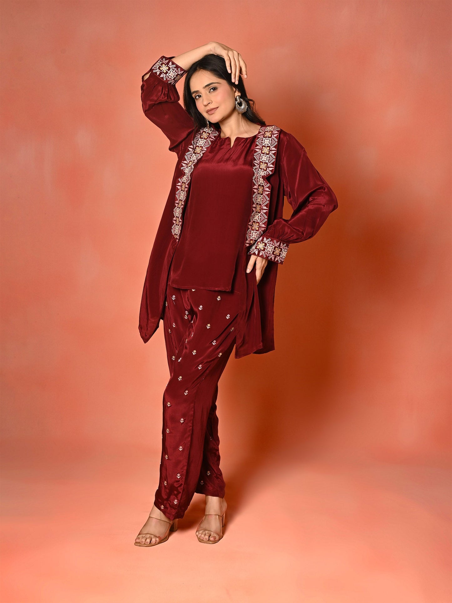 Ruby Bloom Butter Crepe Kaftan Set