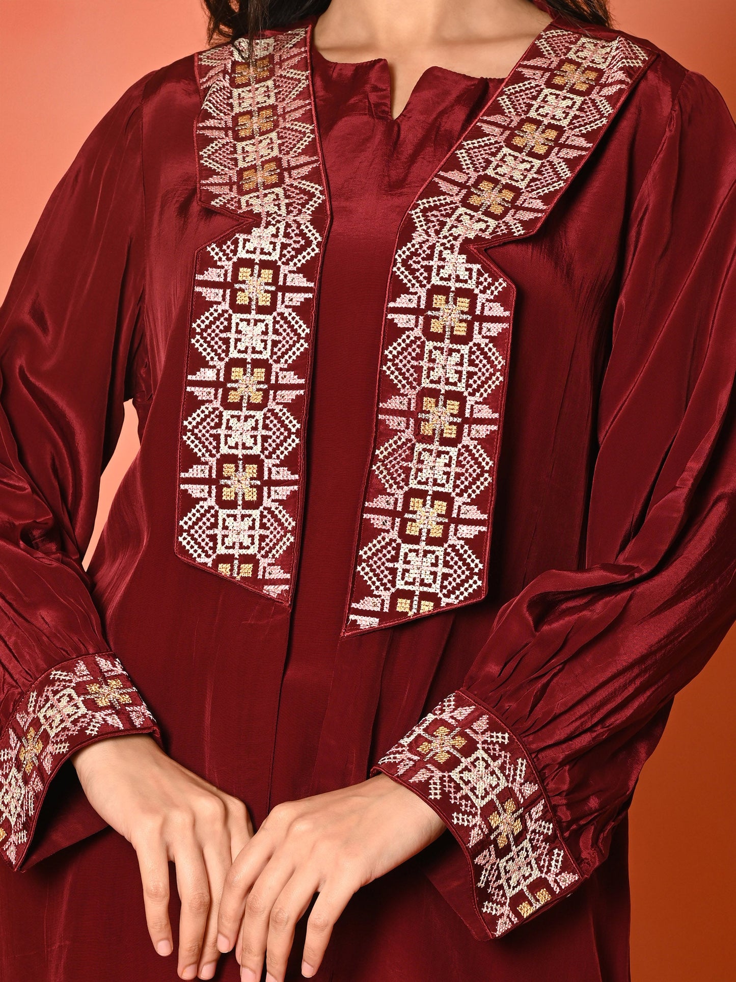 Ruby Bloom Butter Crepe Kaftan Set